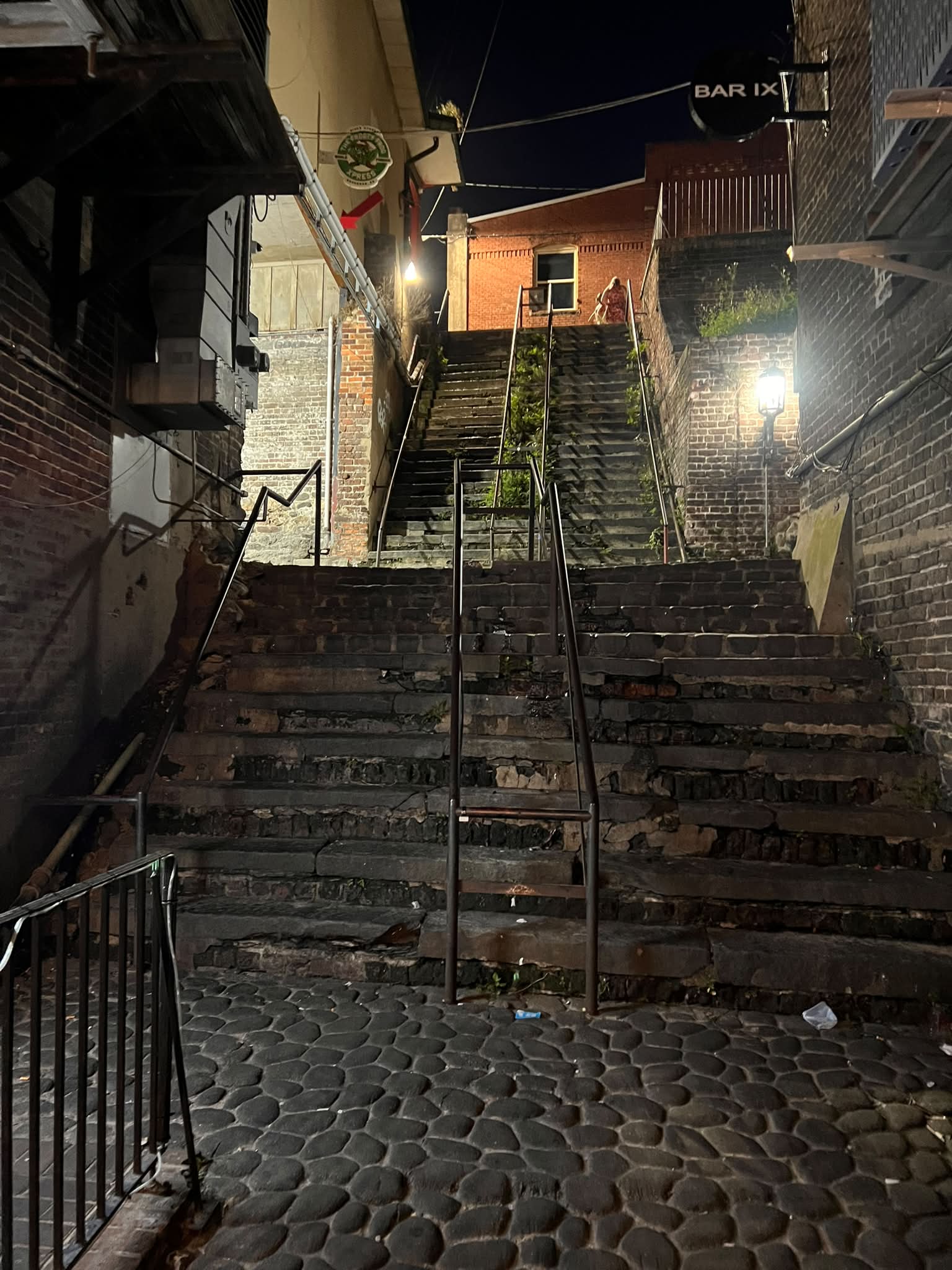 Navigating Savannah, GA's Death Stairs at night