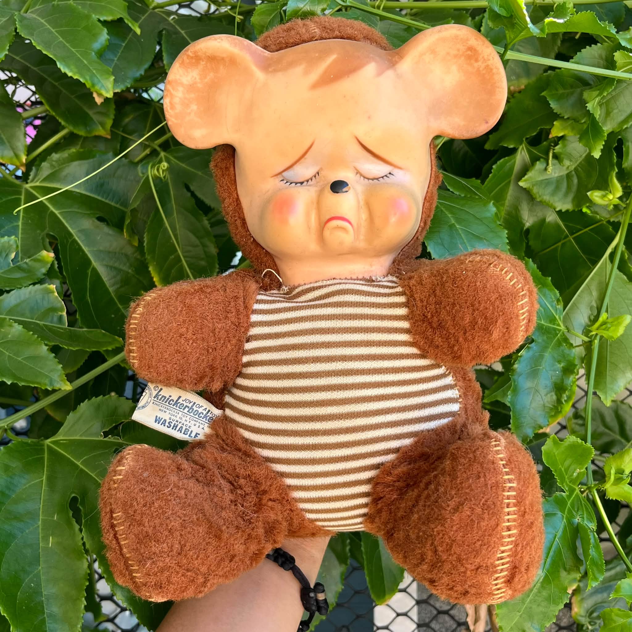 Vintage 50s Rubber Face Pouting Bear Plush 🧸 Super Sad Facial