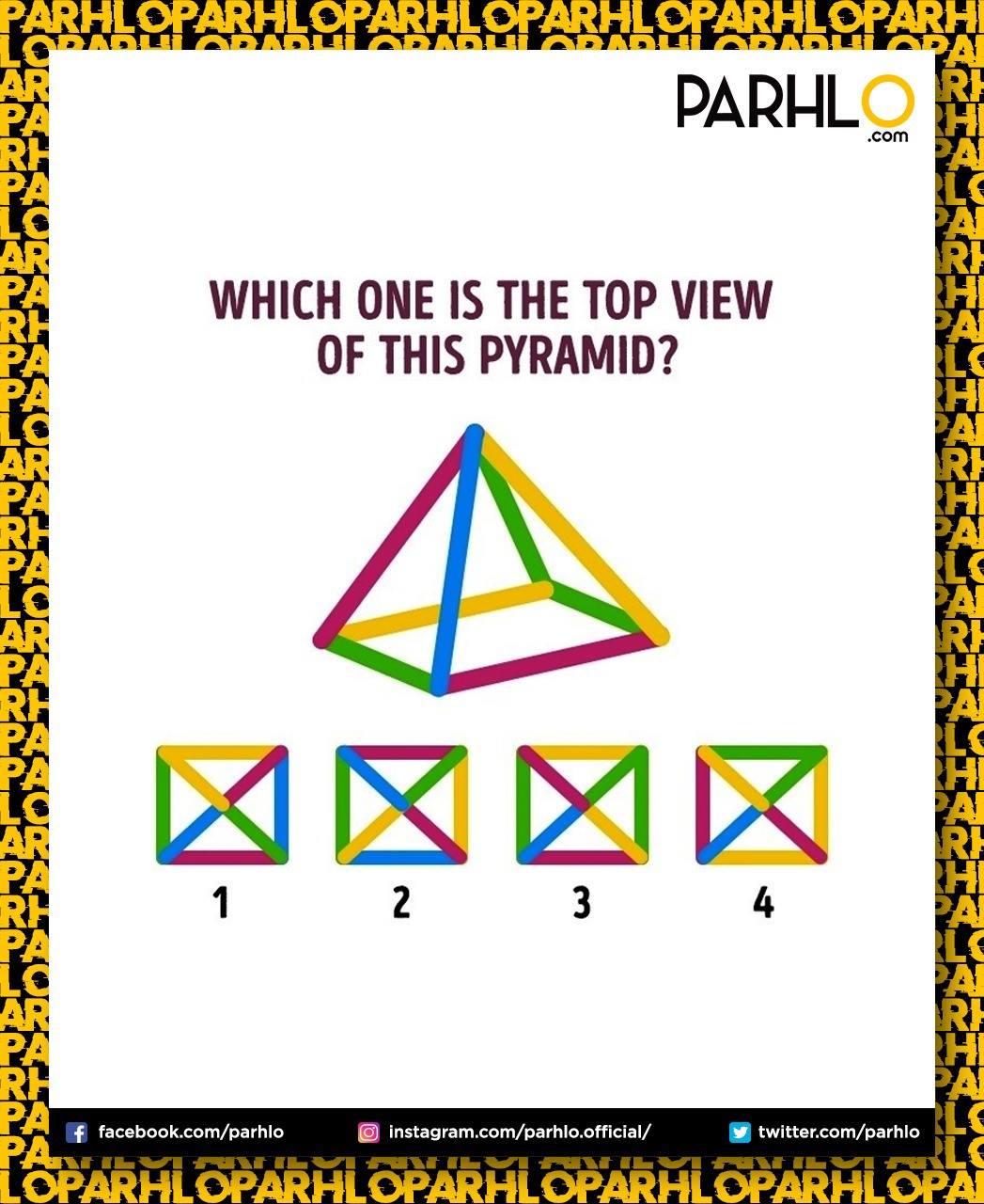 Which one is the top view of this pyramid?