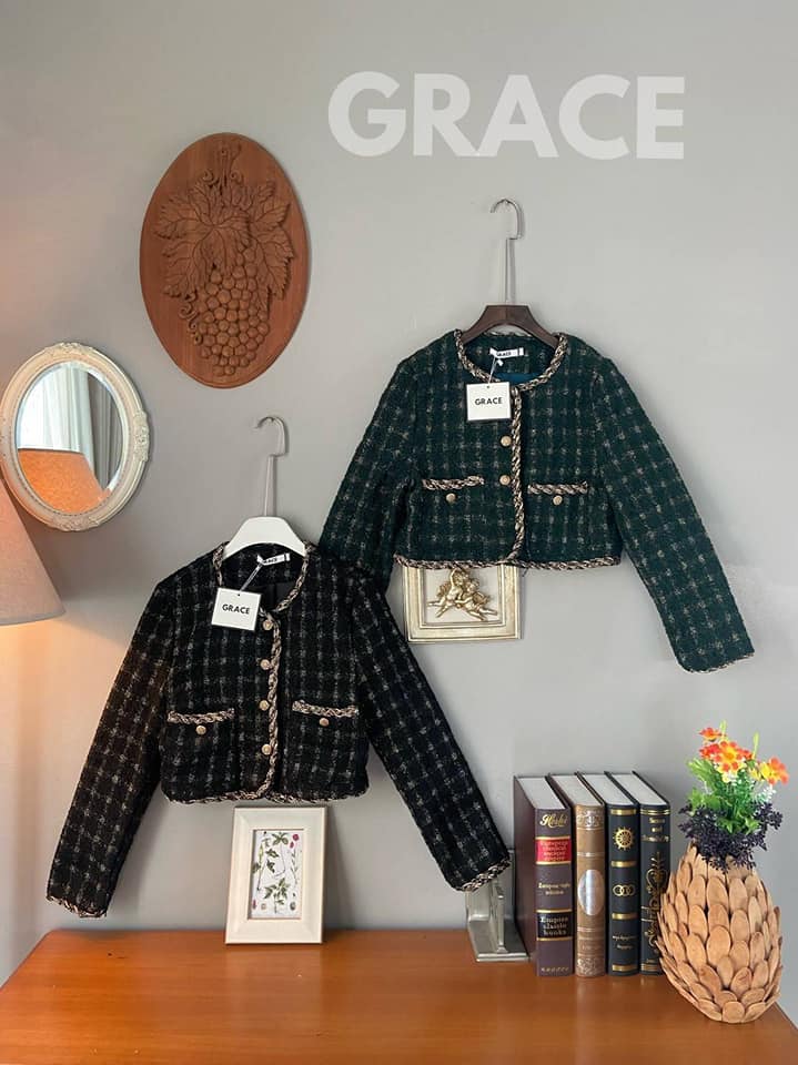 F & A Shop - #พร้อมส่งค่ะ 🇰🇷🌸🇰🇷เสื้อคลุมครอปแขนยาว ผ้าทวีต...