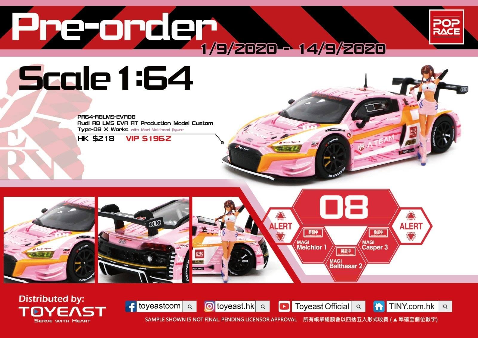 PRE ORDER POPRACE 1/64 Audi R8 LMS EVA RT Production Model Custom