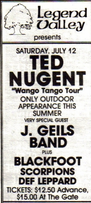 Legend Valley (Thornville, Ohio) rocked on July 12, 1980. Ted