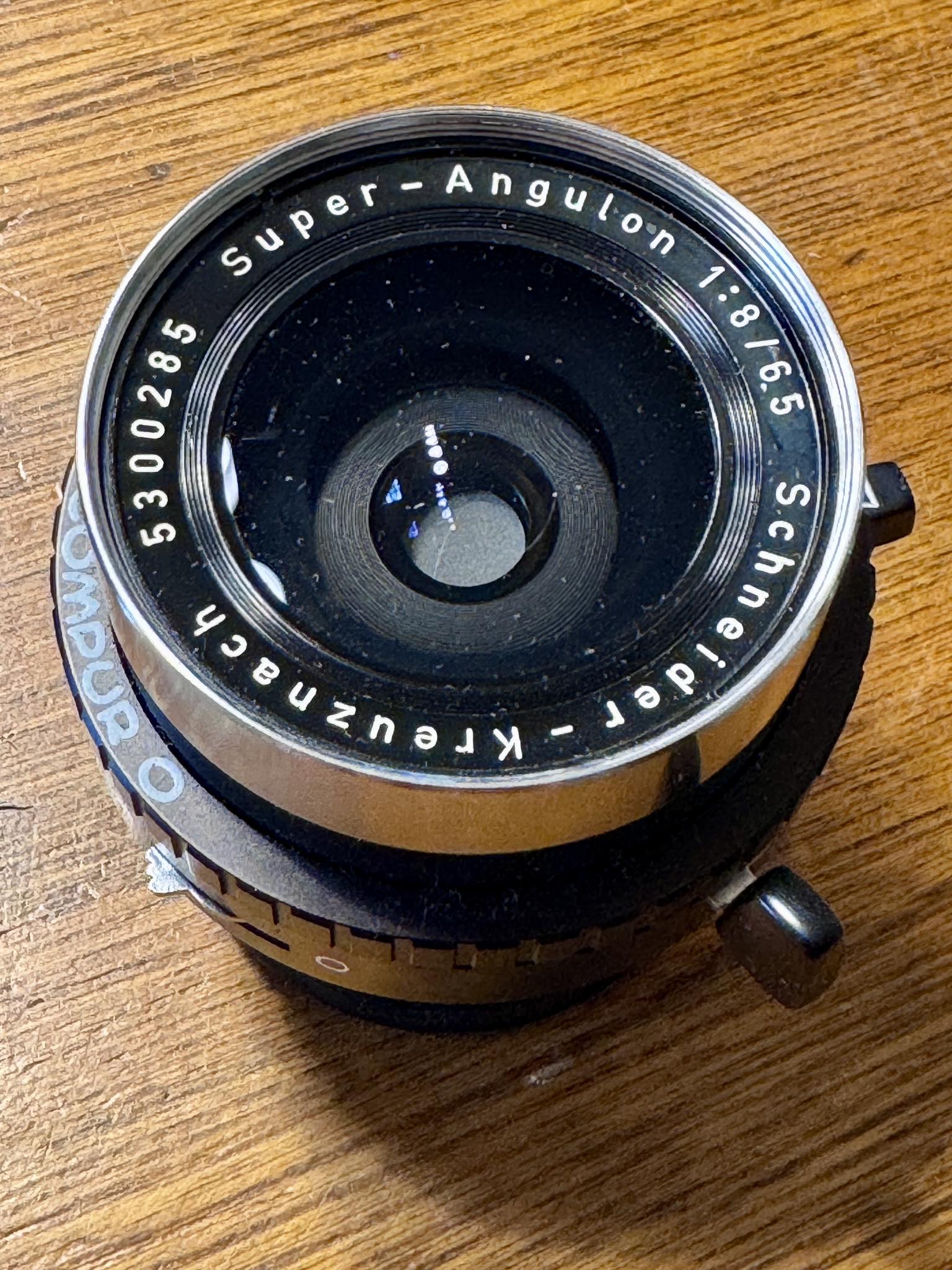 I've got a Schneider Kreuznach Super-Angulon 65mm f/8 lens from a