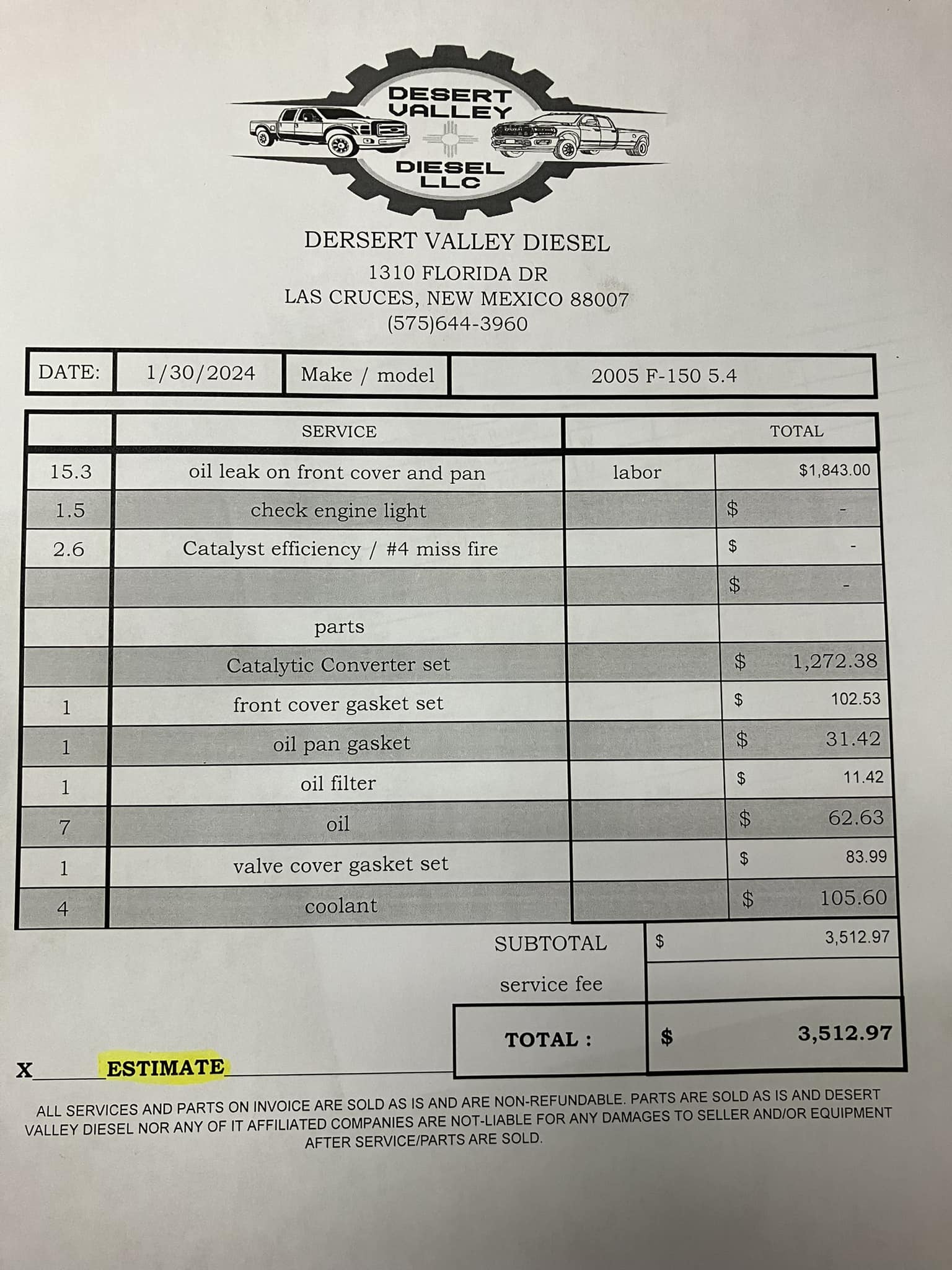 F藍吹雪様　確認用ページ Is $X a fair price to fix P0304 and P0420 misfires in a 5.4V8 F-150?