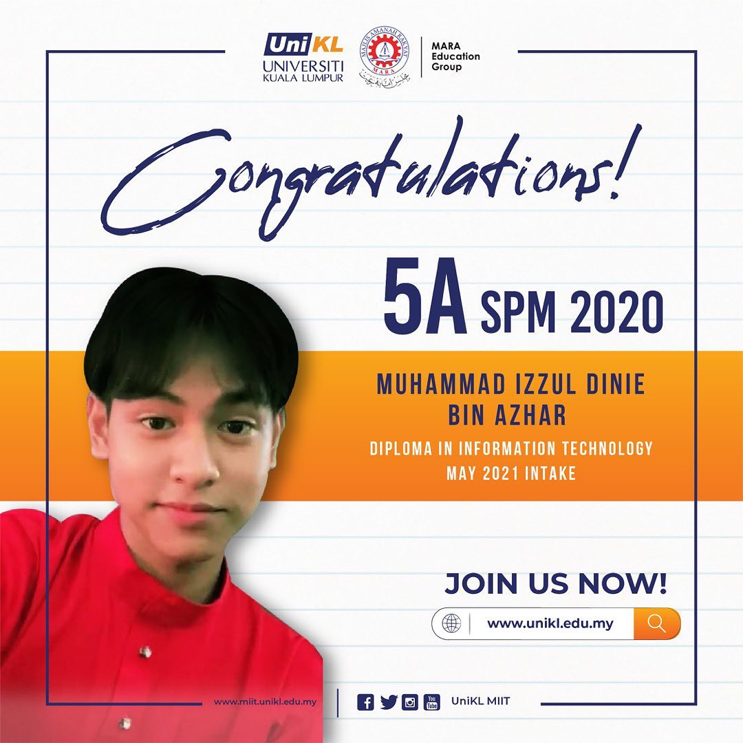 Join us in congratulating MUHAMMAD IZZUL DINIE BIN AZHAR, our #UniKL ...