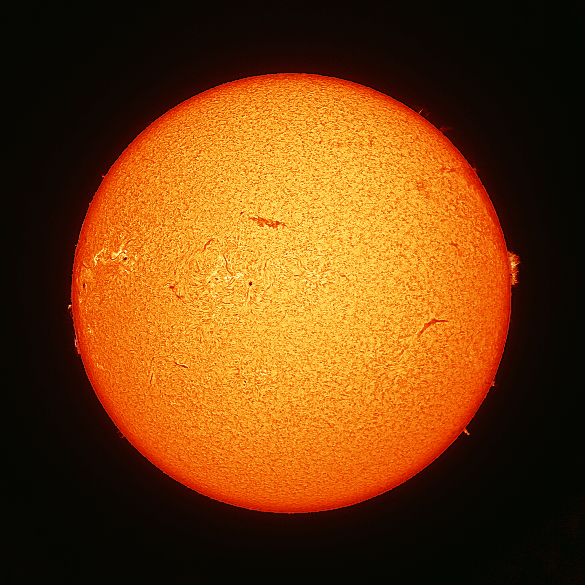 9月5日の太陽です。(G5) Hα＝13時07分(JST)/CORONADO SolarMaxII60