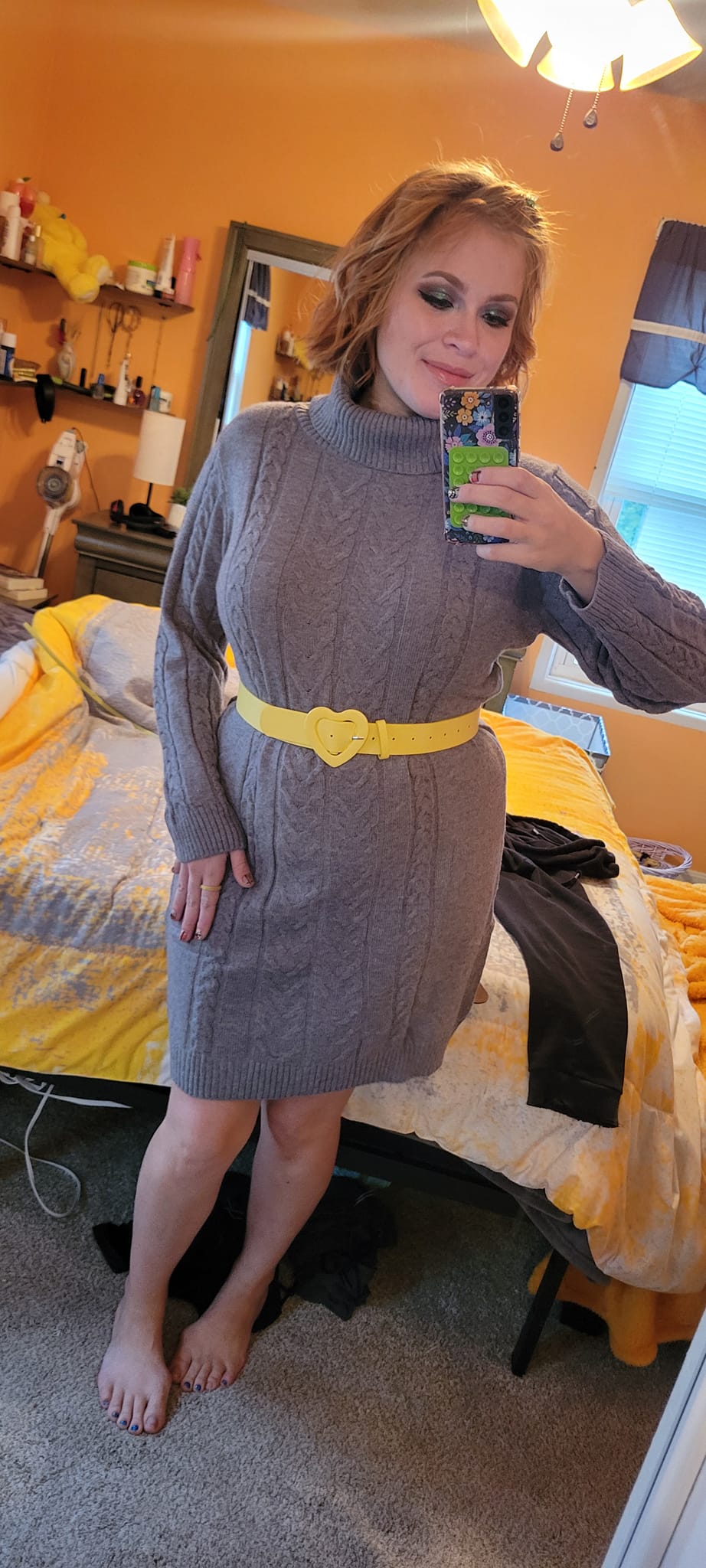 sweater dress selfie Tiffany Ribbed Large / Stone Crafted for the cooler months Made For Me Sweater Dress