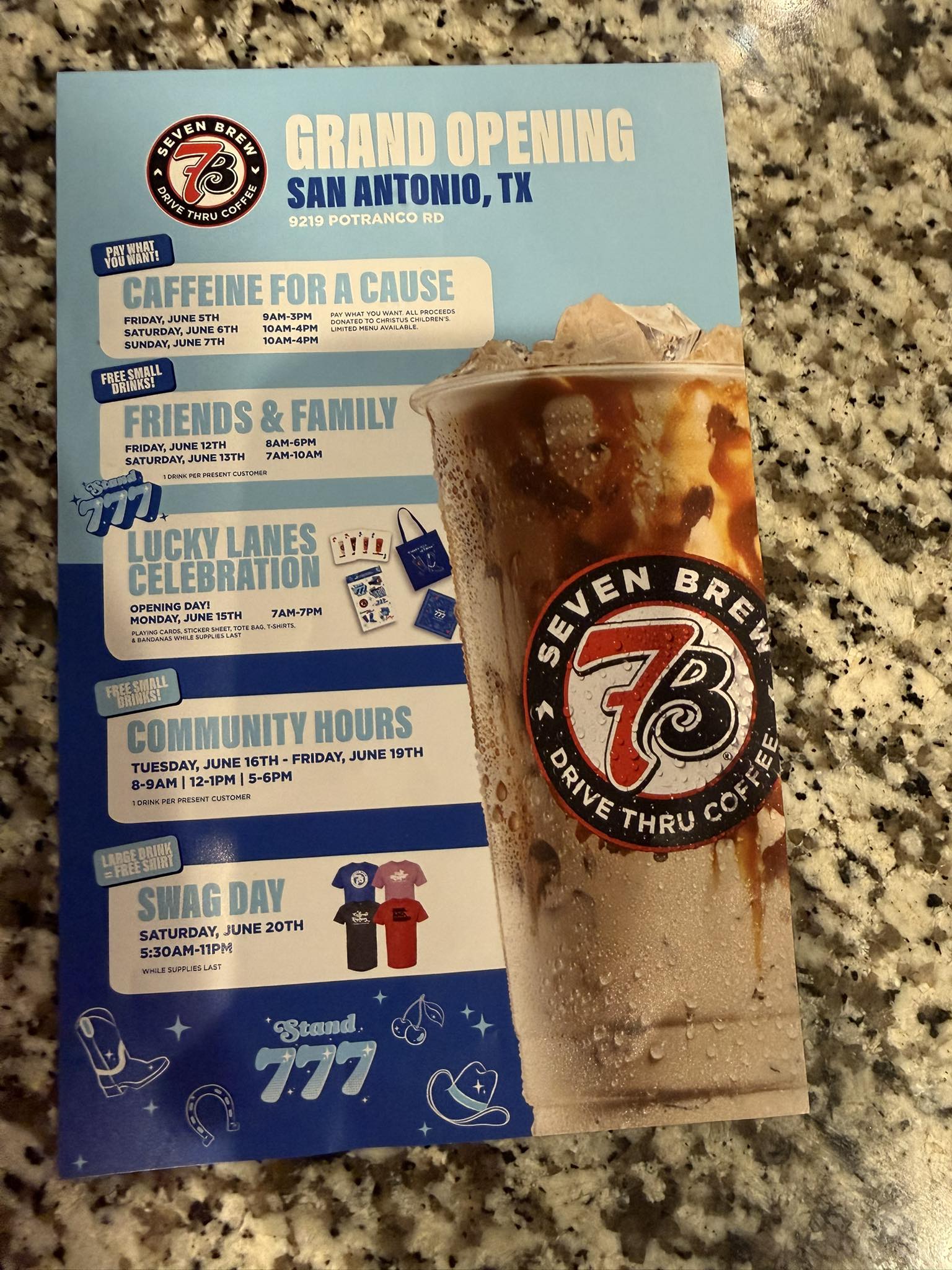Grand opening at 7Brew Potranco near Hwy 151. .