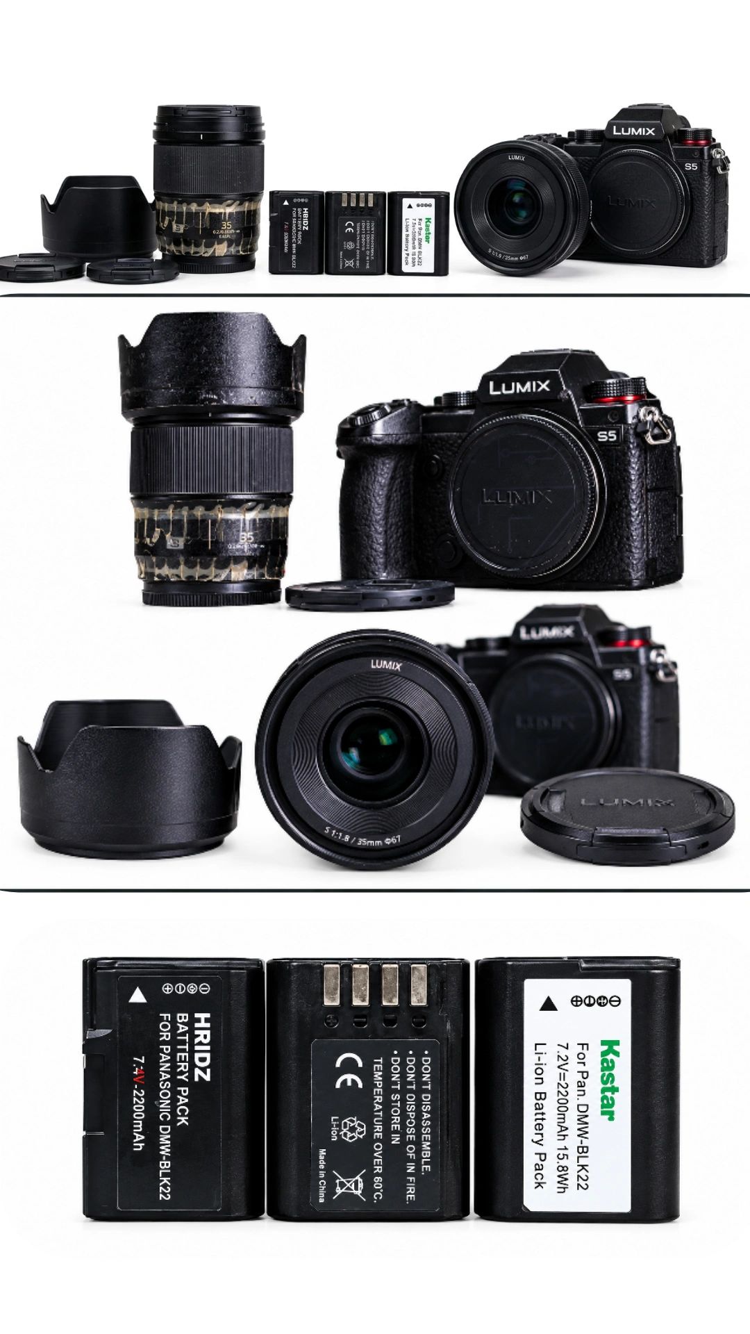 EQUIPMENT FOR SALE Panasonic Lumix S5 with box 3 batteries 35mm