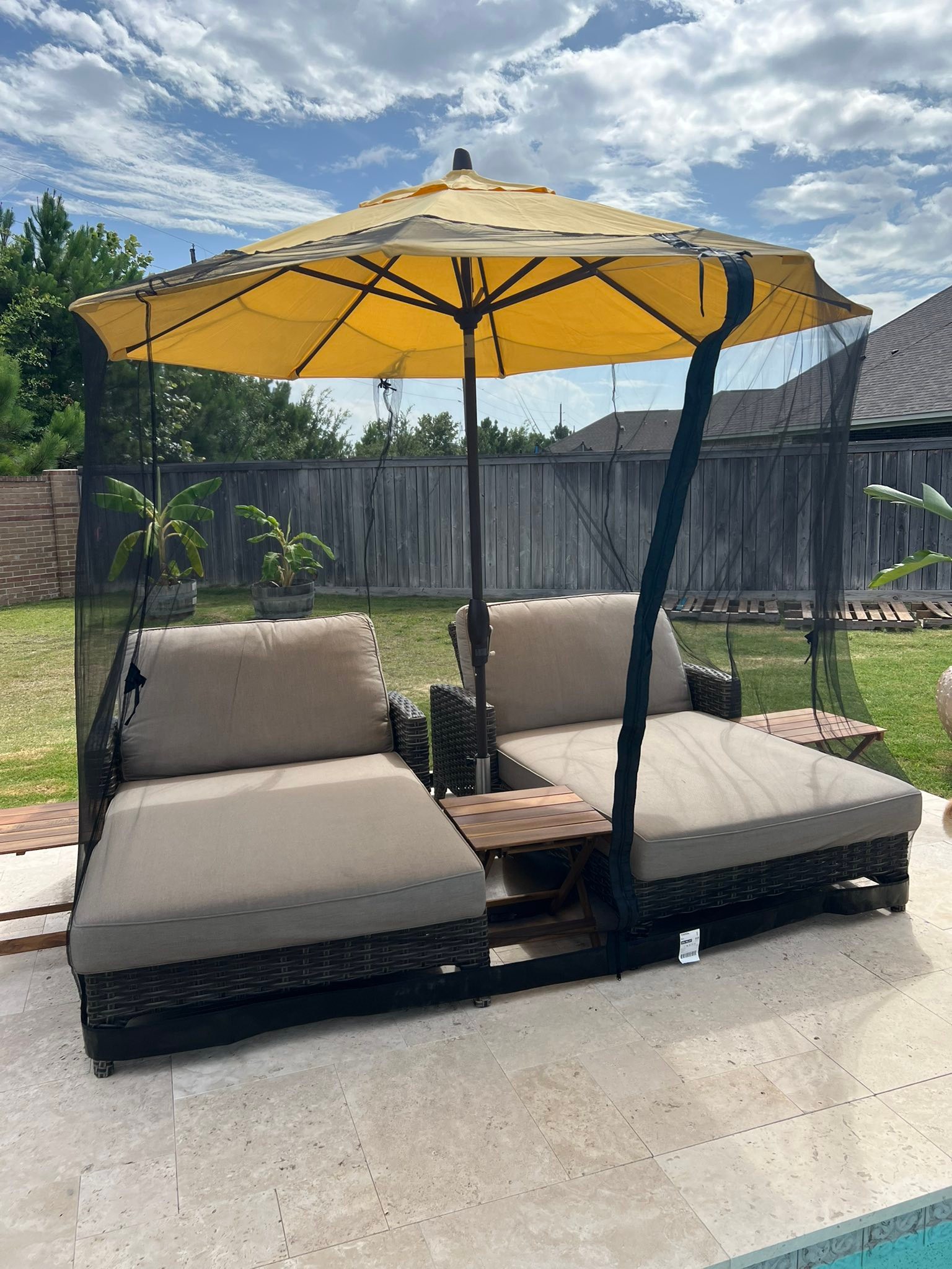 ikea patio set with umbrella ASKHOLMEN Table + 2 Chairs, Outdoor Furniture, Living Room, Light Brown Home & Kitchen passing rain shower IKEA mosquito net umbrella for