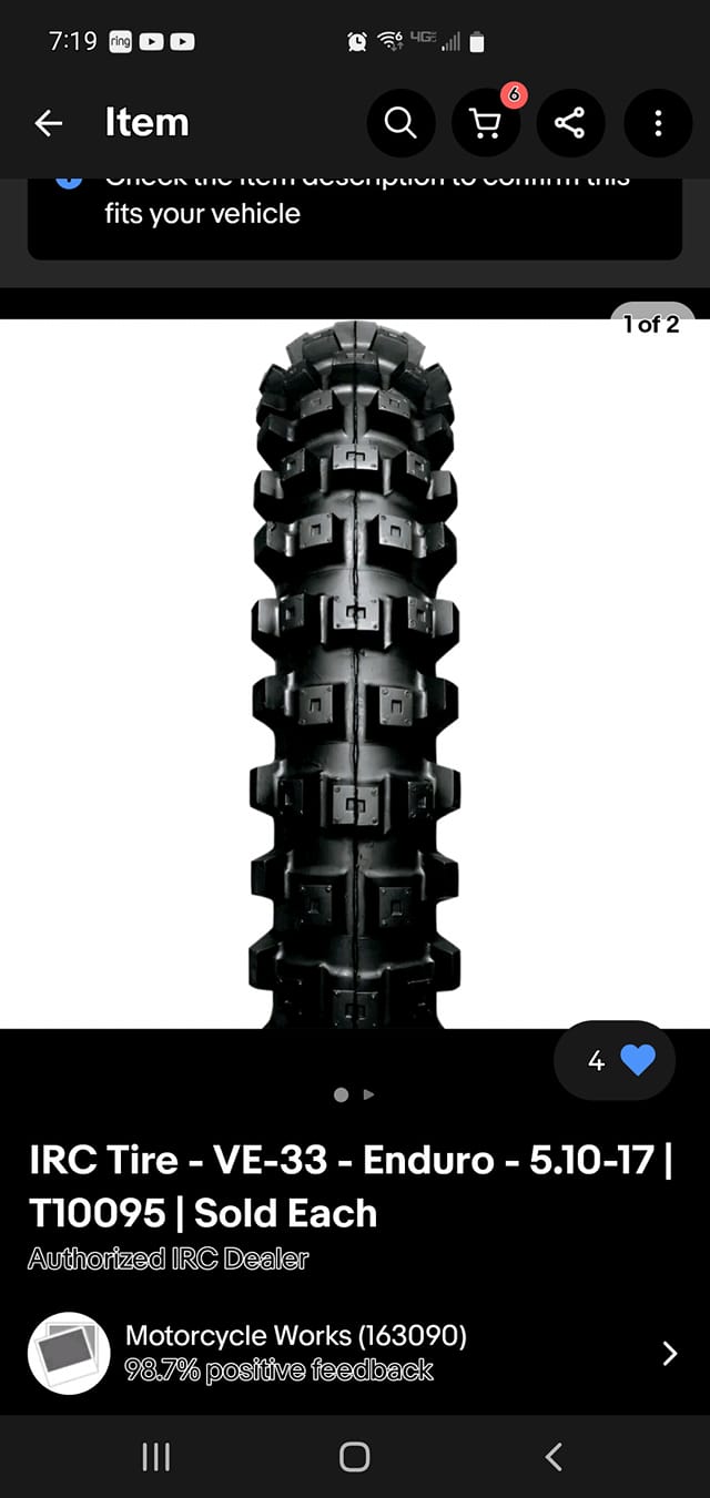 Enduro Tire IRC VE33 Enduro Rear Tire – 5.10x17 – Fits Honda