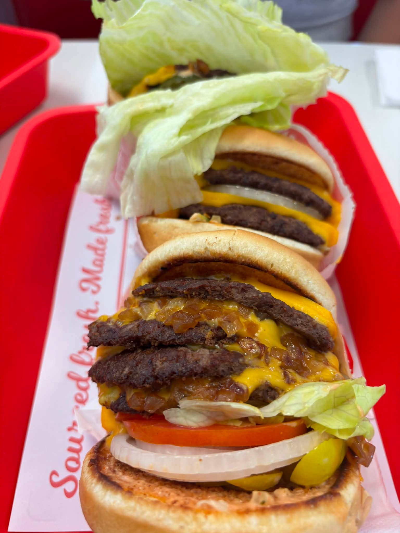 In-N-Out Burger number 1 ticket with daughters and 4x4 order