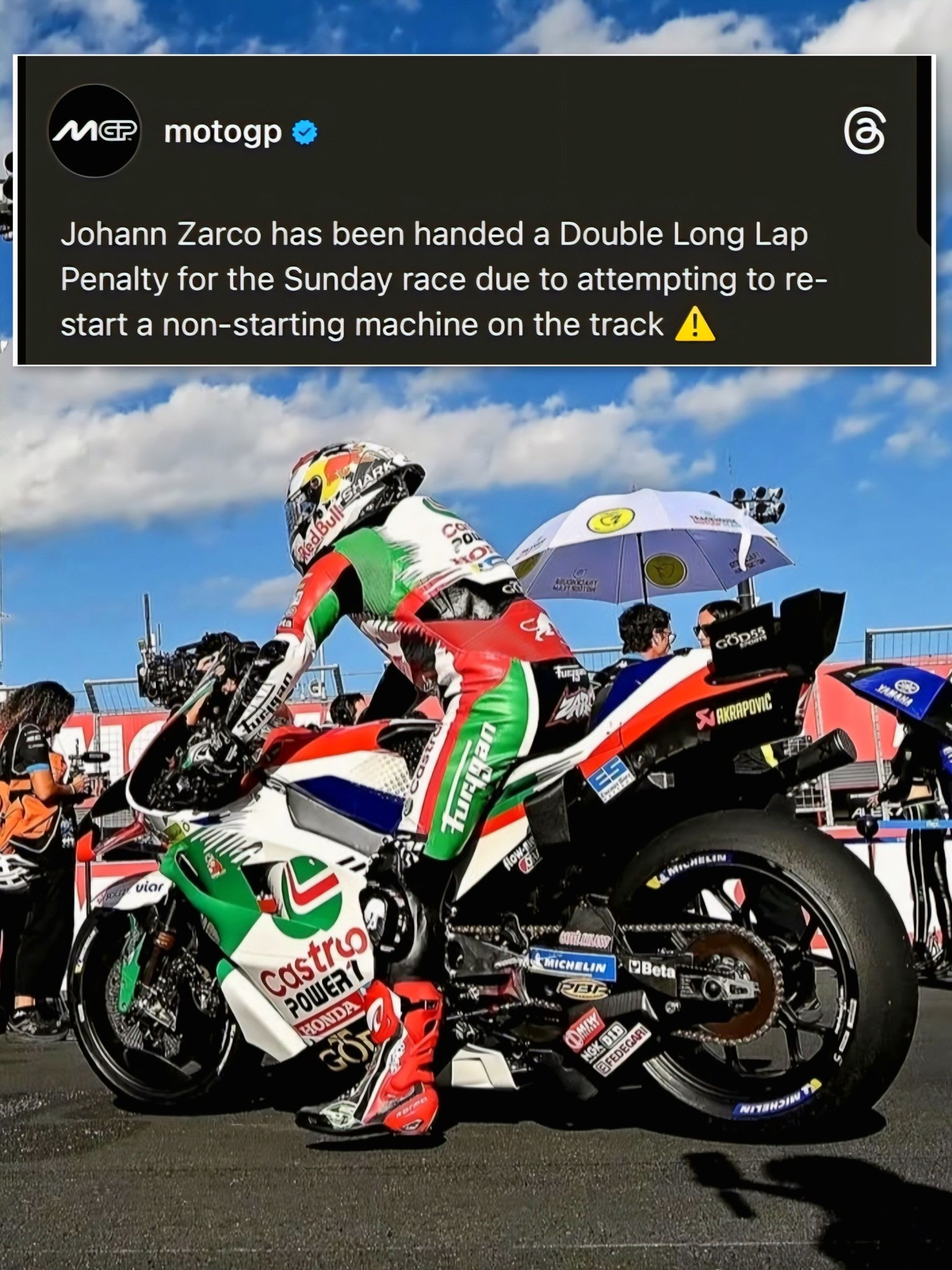 Johann Zarco gets double long lap penalty at Japan GP 2026