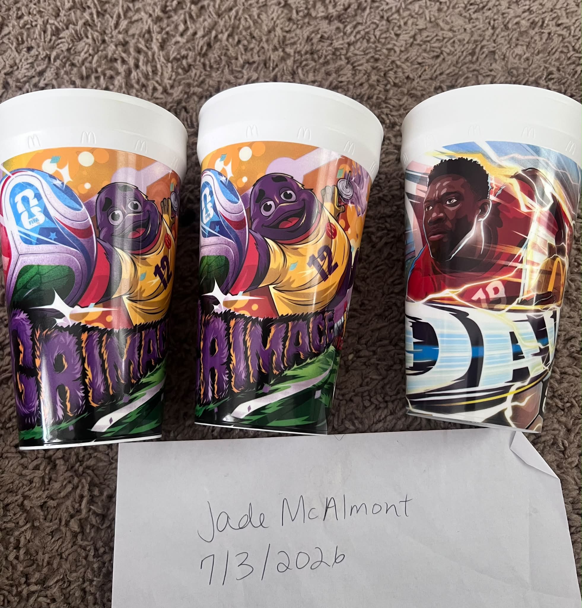 McDonald's Grimace and Davies cups for trade or sale