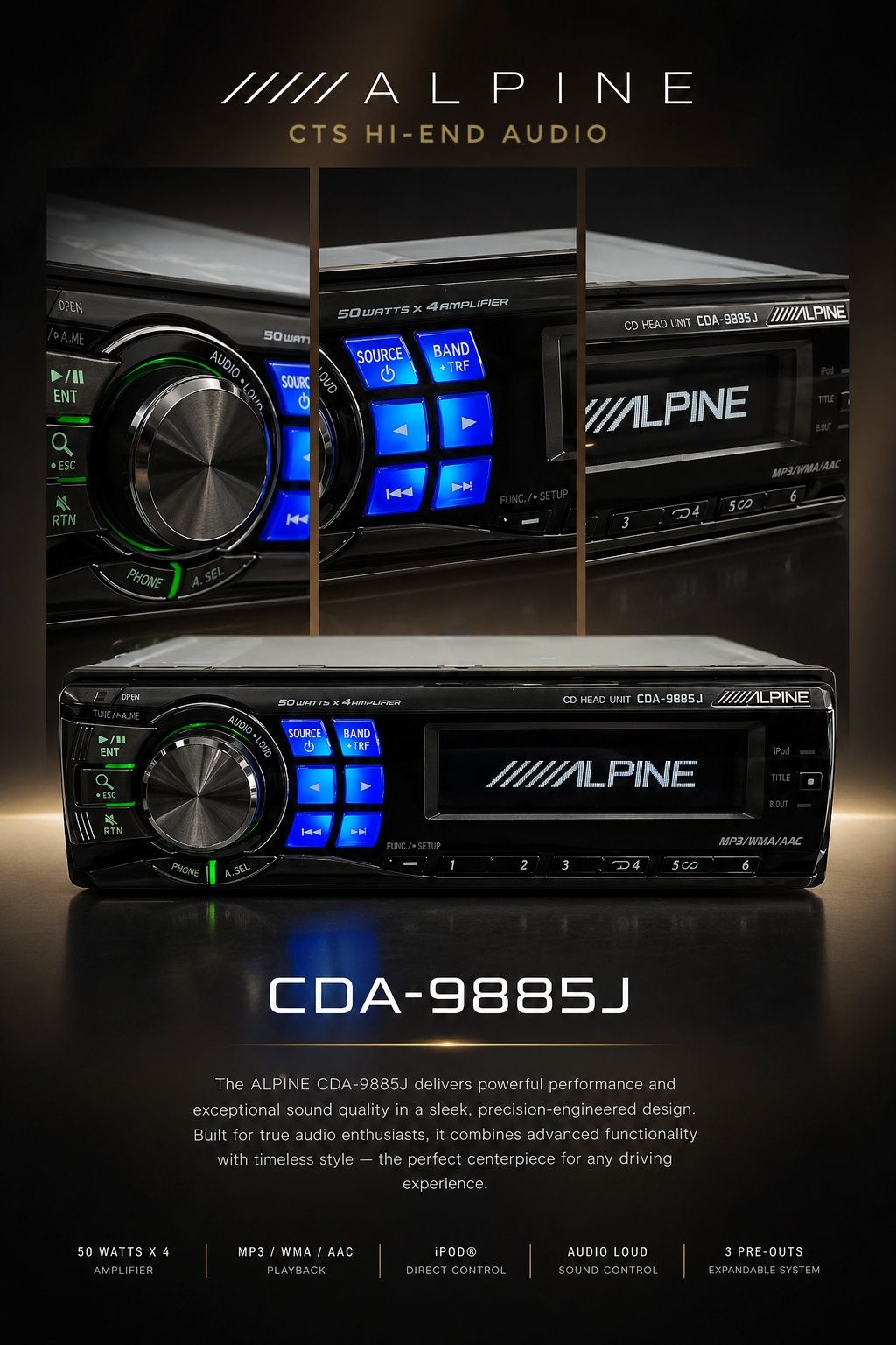 トップス caaa ALPINE CDA-9885J: Classic Japanese Car Audio Head Unit with