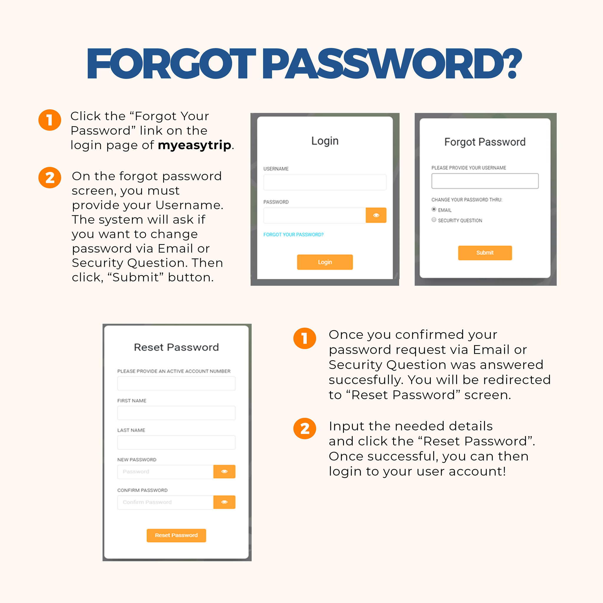 Easytrip - FORGOT PASSWORD? 1. Click the “Forgot Your Password” link on ...