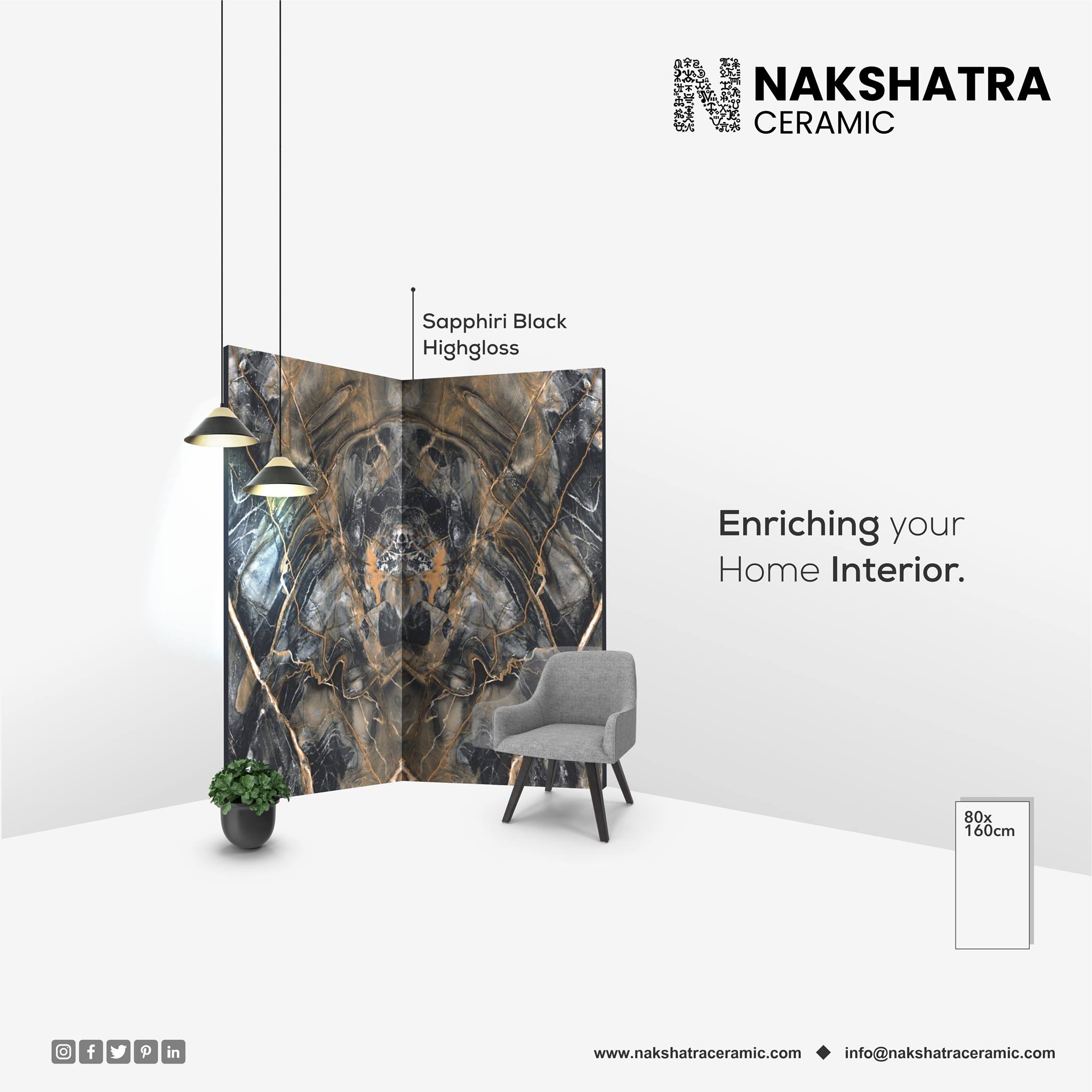 SAPPHIRI BLACK_800X1600MM _ HIGH GLOSS... - Nakshatra Ceramic