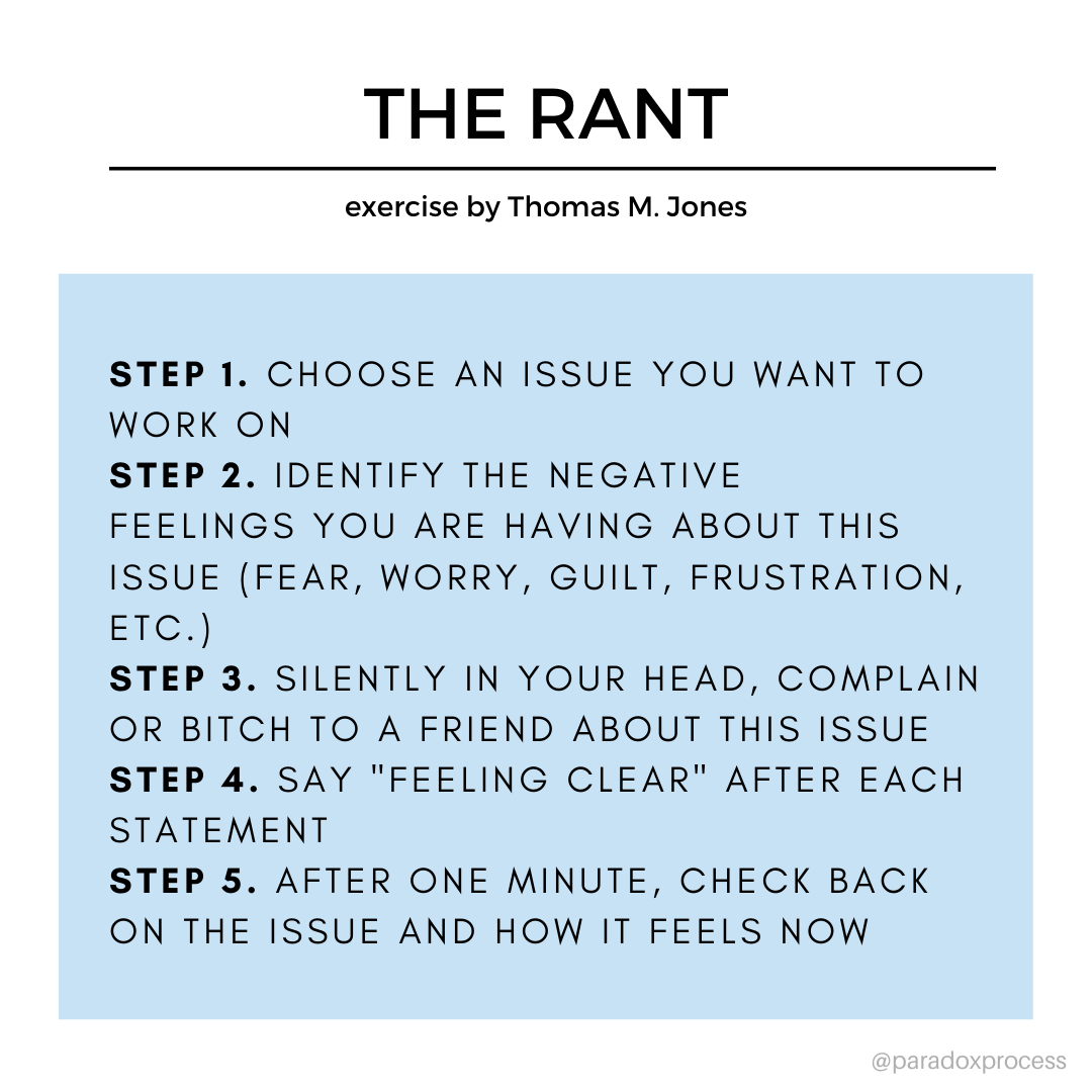 The Paradox - THE RANT exercise is used to manage and change all of the ...
