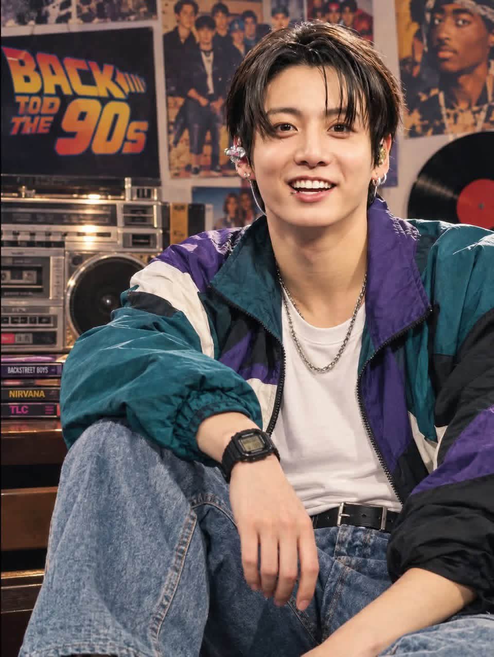 sk　Jung Kook for   90s Hello handsome Kookie 💜#jungkook BAGLED BACK TOD 90s THE