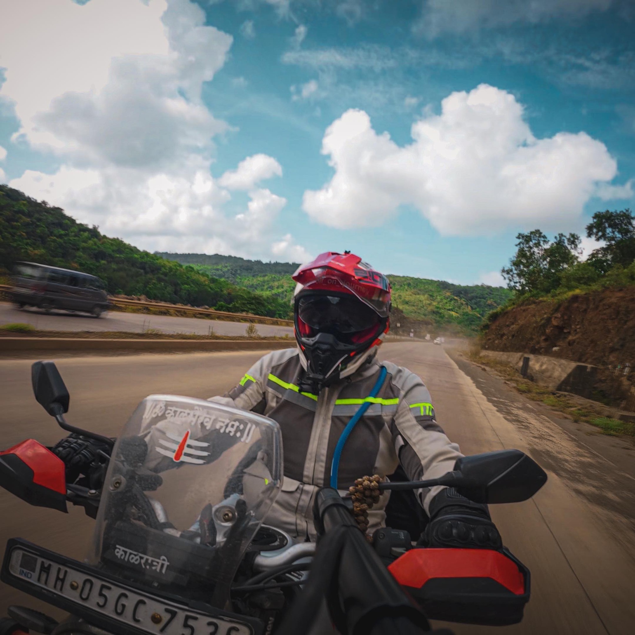 500+ km motorcycle ride. 🏍️ Beautiful roads, changing skies and a ...
