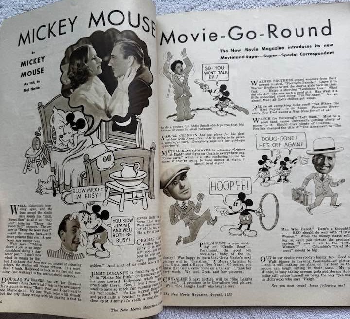 1932 Movie Magazine Article Features Charlie Chaplin, Douglas