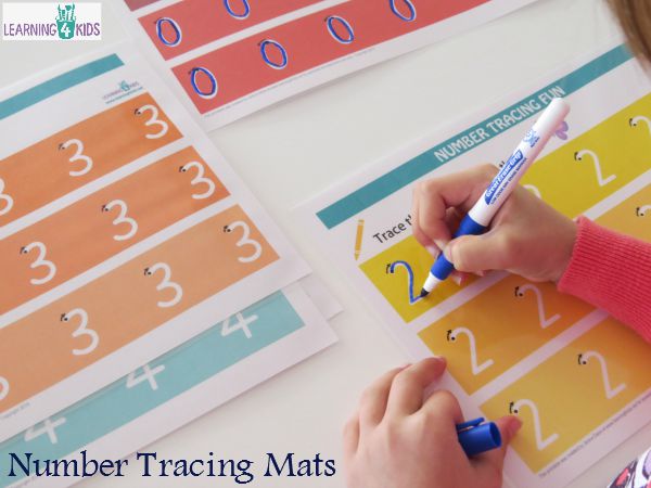 Learning 4 kids - Printable Number Tracing Mats - Colourful rainbow ...