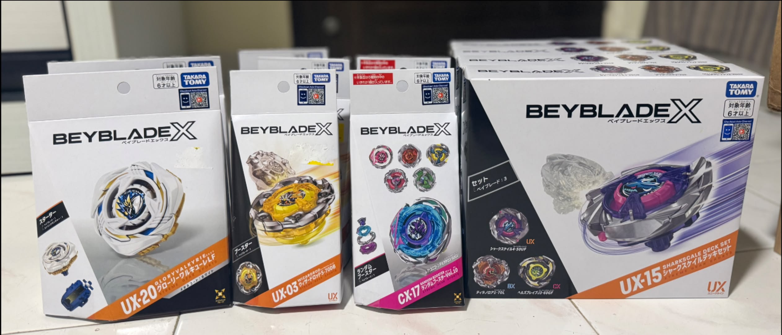 Beyblade X figures UX11, UX17, and CX13 unboxing haul