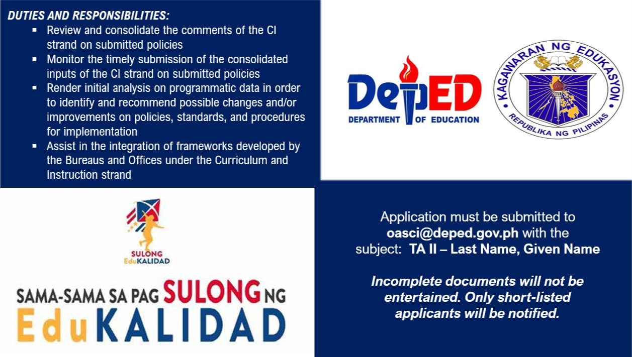 The 𝗢𝗳𝗳𝗶𝗰𝗲 𝗼𝗳 𝘁𝗵𝗲... - DepEd Curriculum & Instruction Pillars