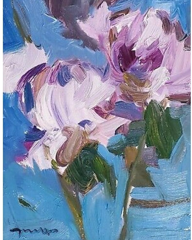 USED 花いろいろ 油絵　90s /