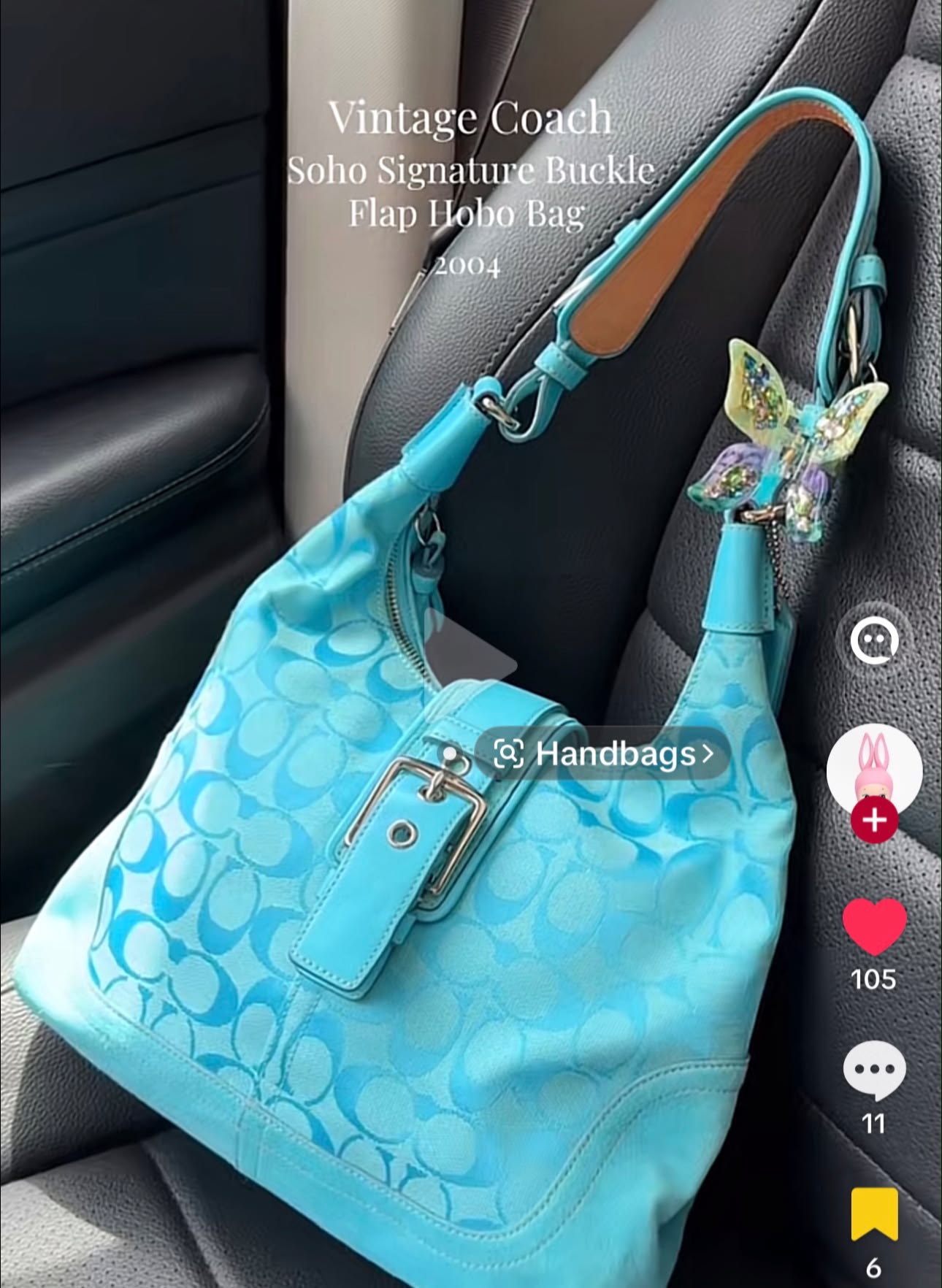 バッグ COACH Soho Signature Blue Tote Bag rare
