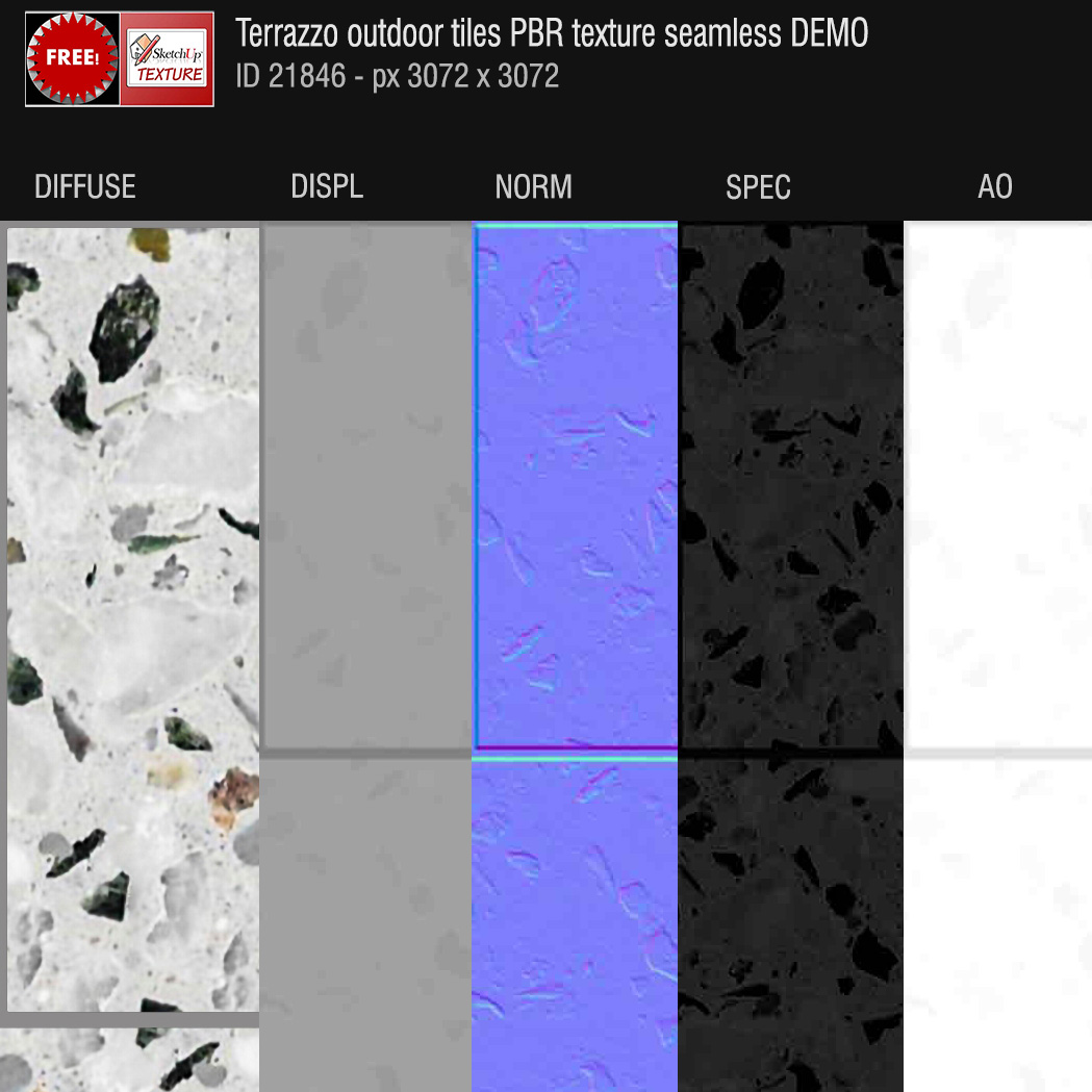 Sketchup - FREE Terrazzo outdoor tiles PBR texture seamless ID 21846 ...