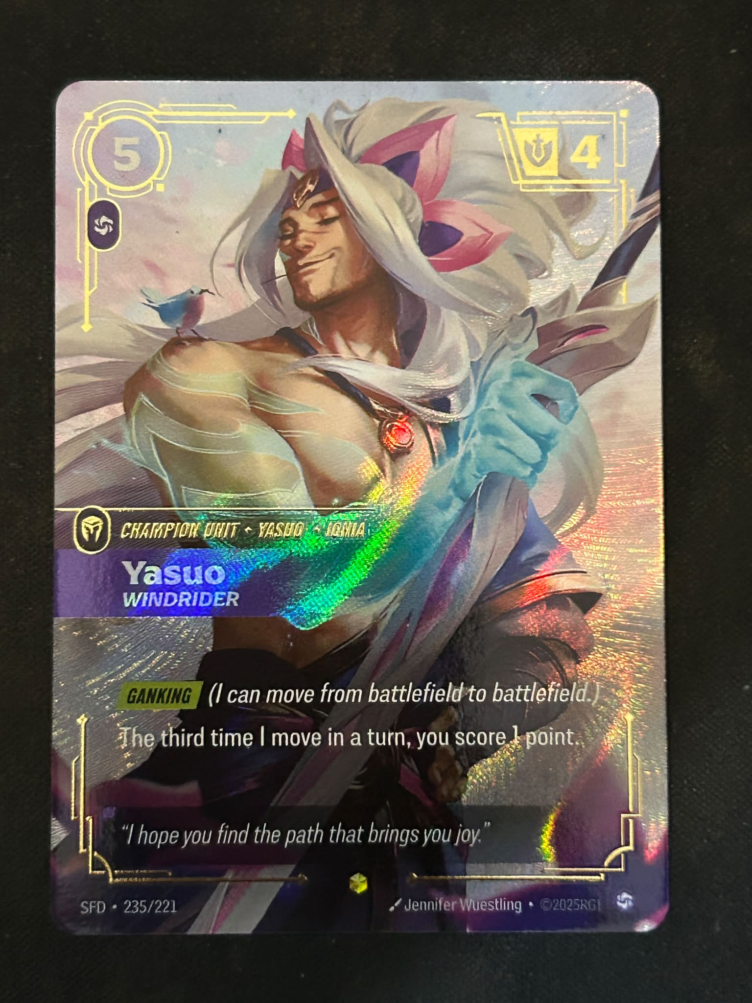 Riftbound Yasuo Windrider card for sale in mint condition