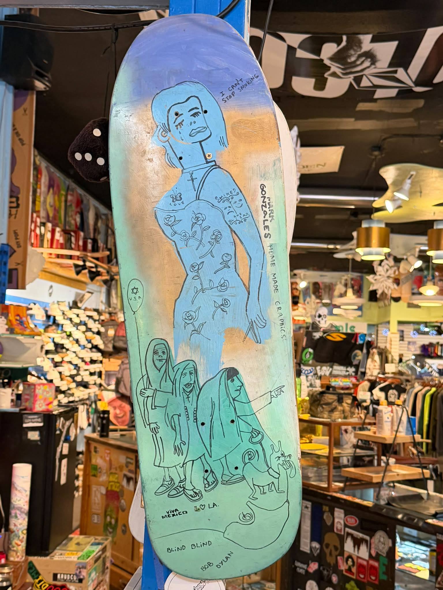 Unique Mark Gonzalez skateboard deck at Board of Missoula, MT