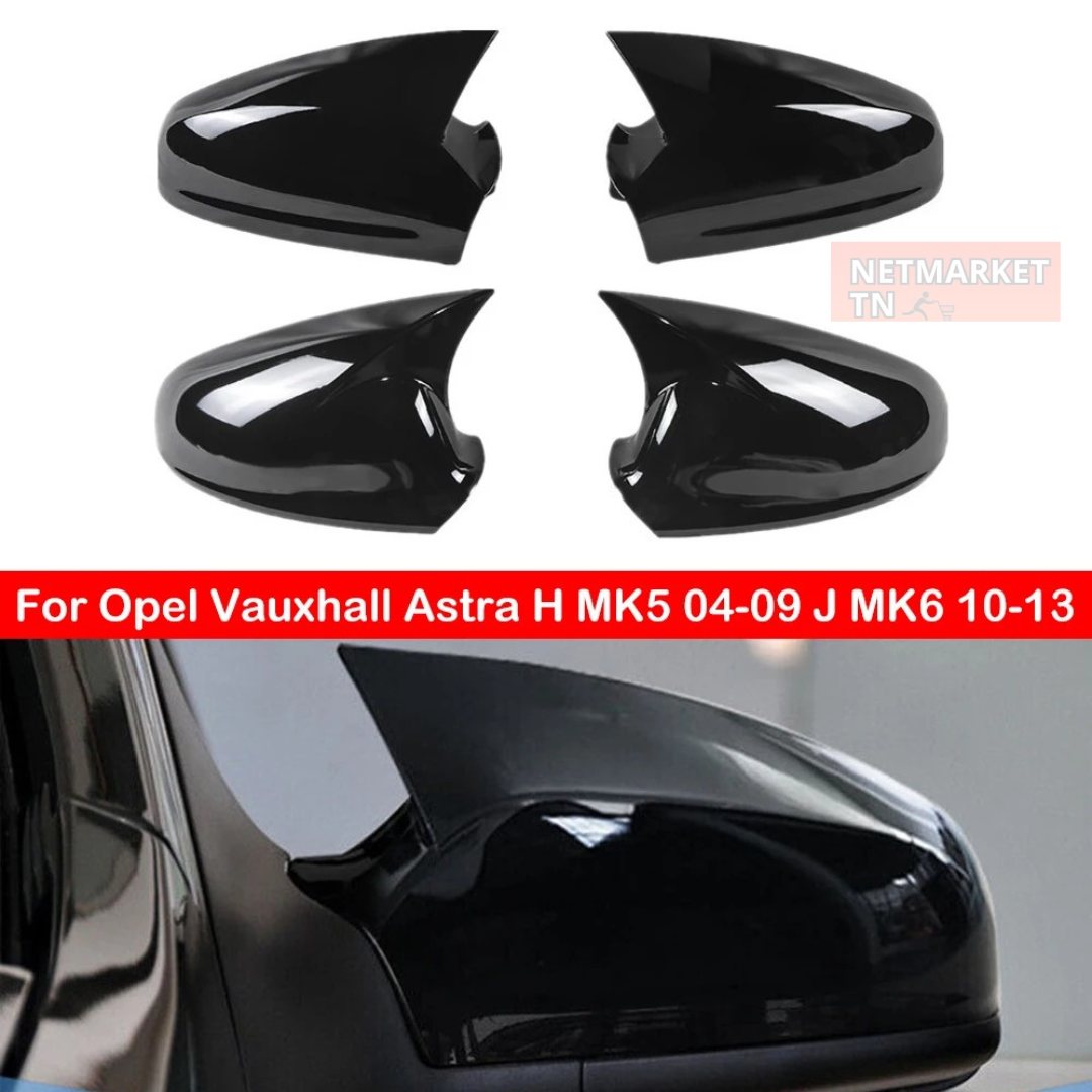 Lot De 2 Coques De Rétroviseurs Extérieurs Noir Brillant Pour Opel Astra G 1998-2004 - Gauche & Droite