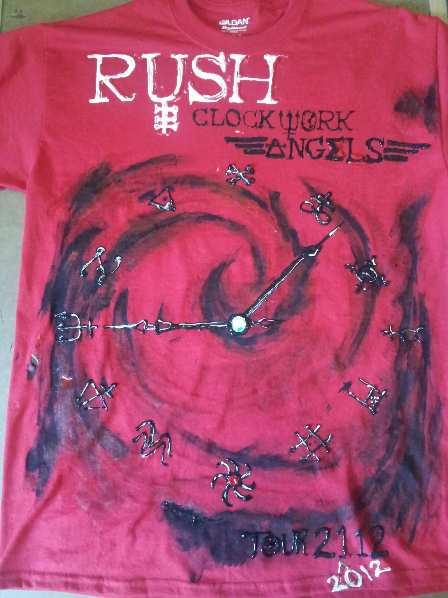 Custom-made Rush Clockwork Angels tour shirts