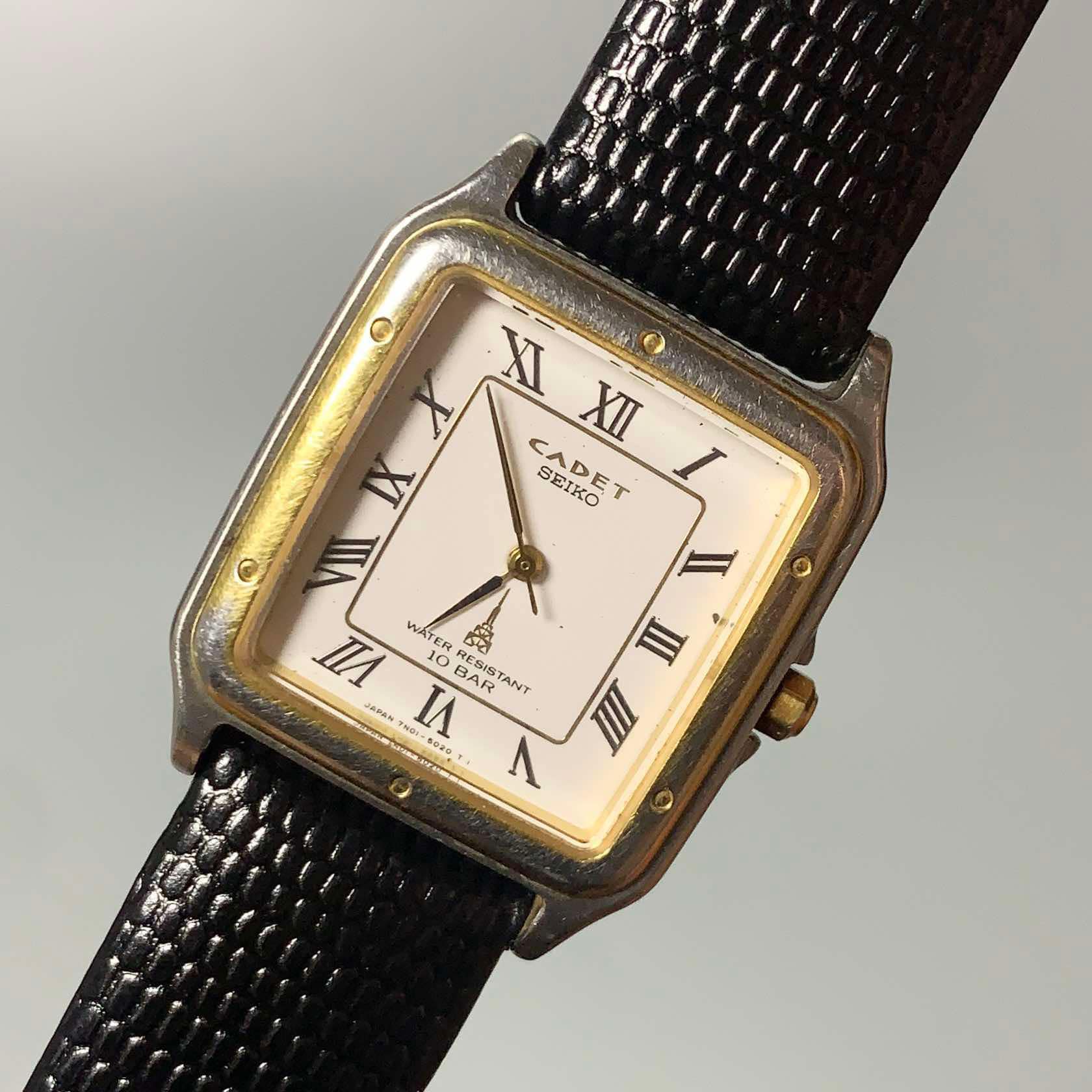 Vintage Seiko Cadet 'Santos' Tank Watch -JDM Quartz Movement