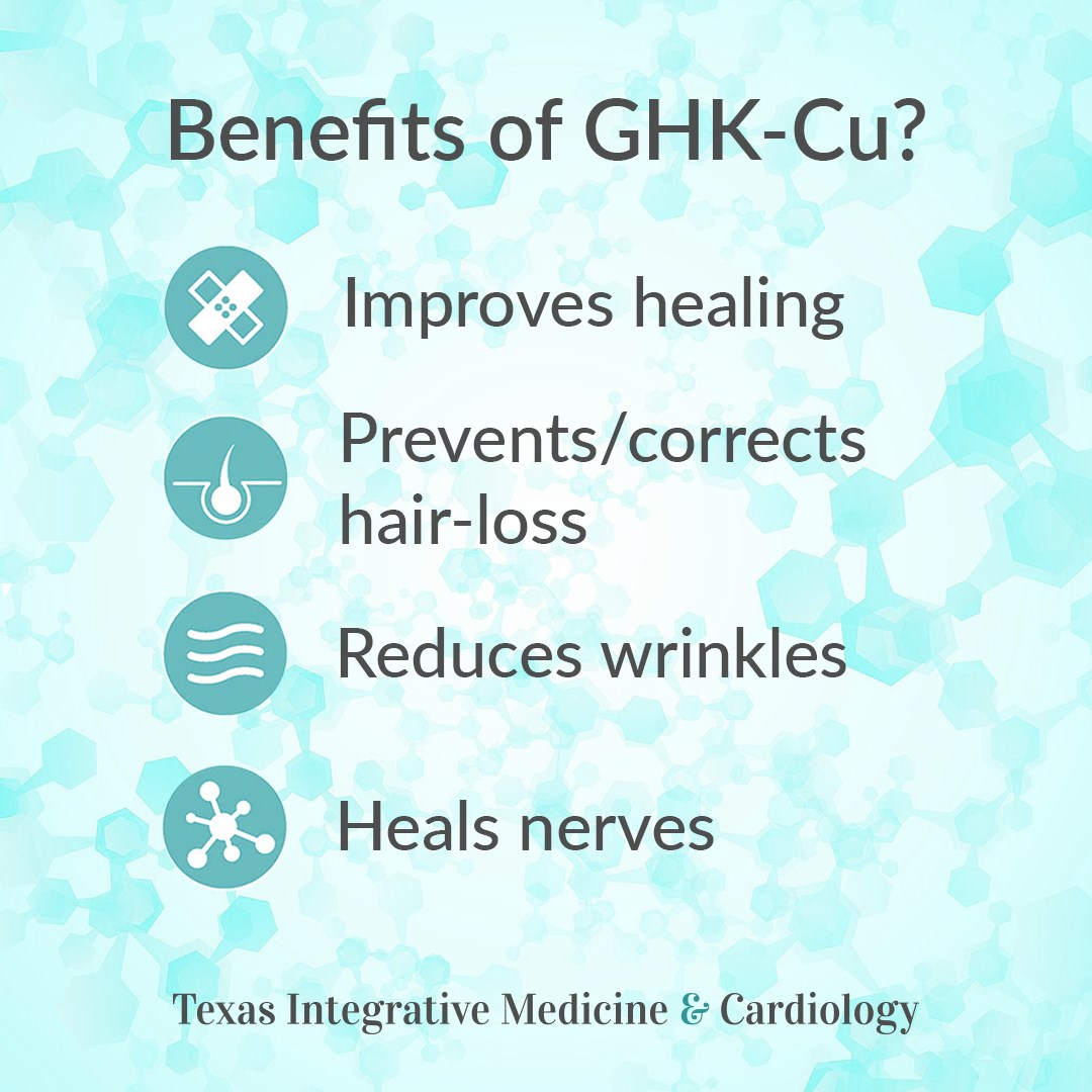 Texas - GHK-Cu is one of the best products to signal regrowth and remodeling of tissue all over the body! It has been shown to: