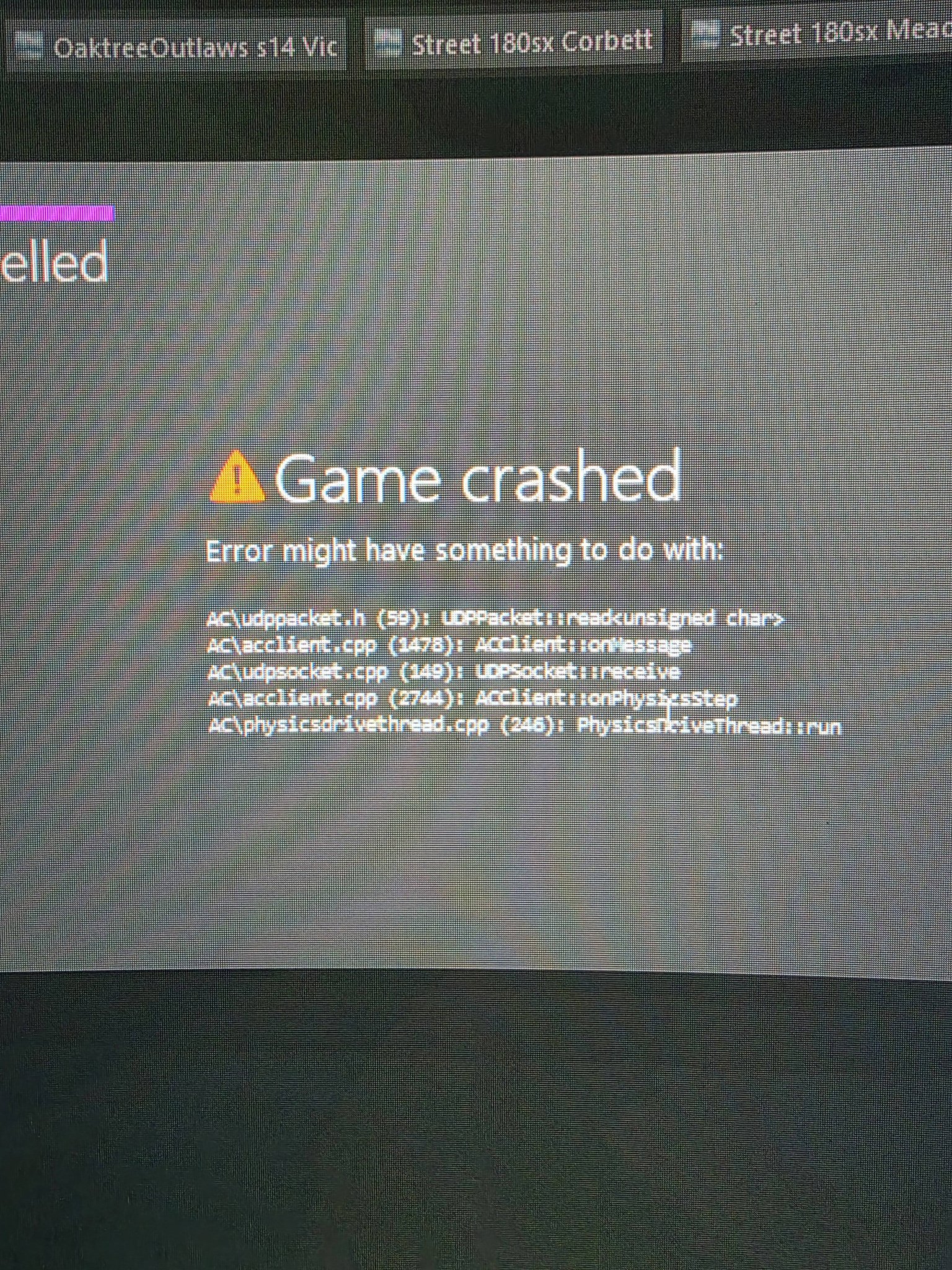 Assetto Corsa game crashes when joining populated ACS servers