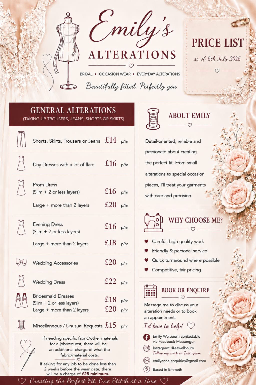 Wisbech wedding dress alterations and design services