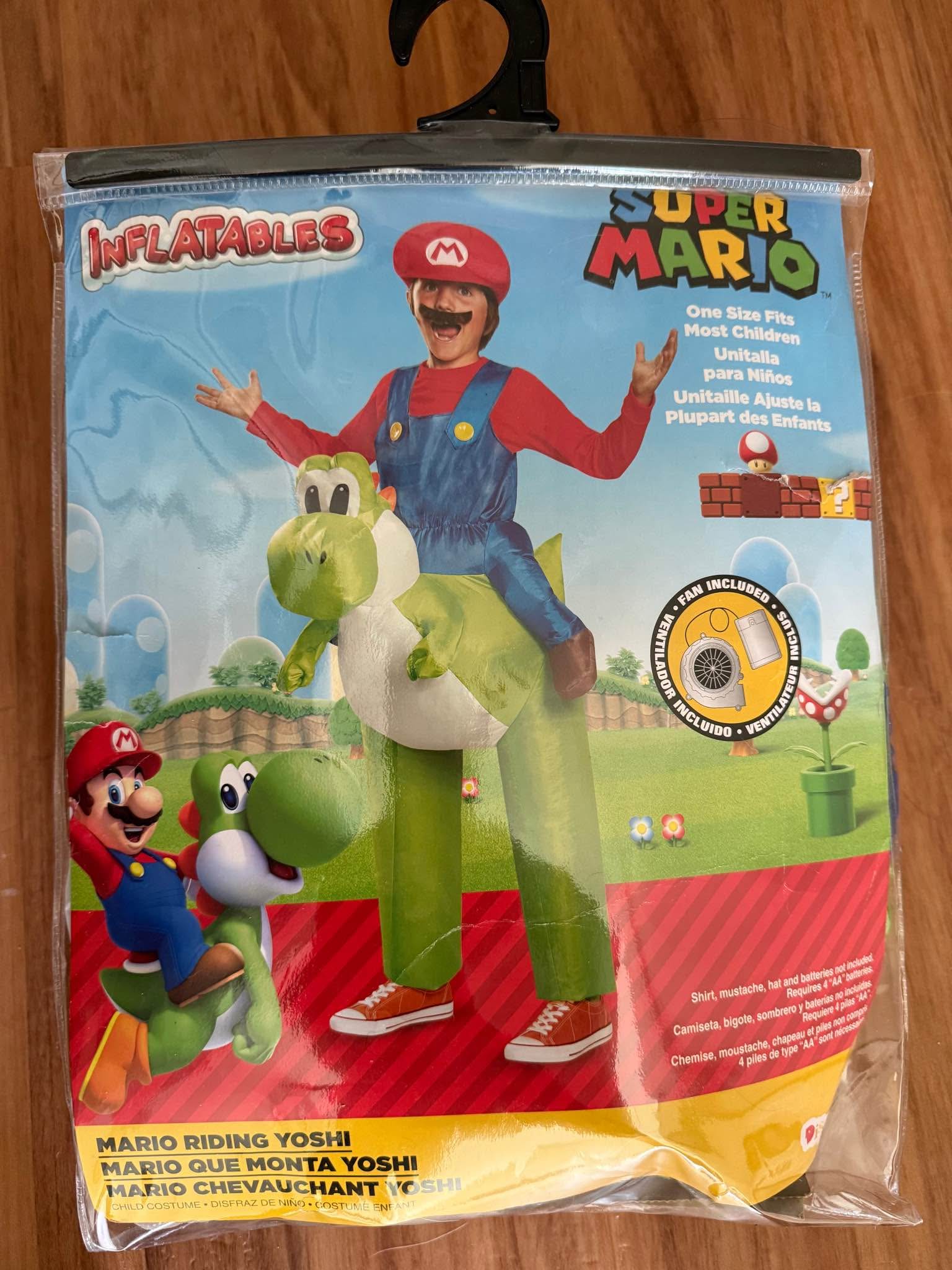 Super Mario Bros. Mario Riding Yoshi Inflatable Costume, Officially ...