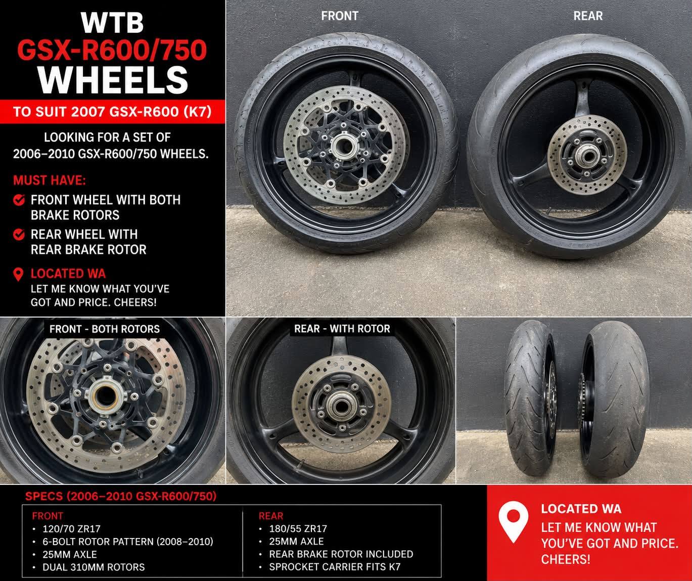 Anyone selling wheels for a new gen gsxr 600?