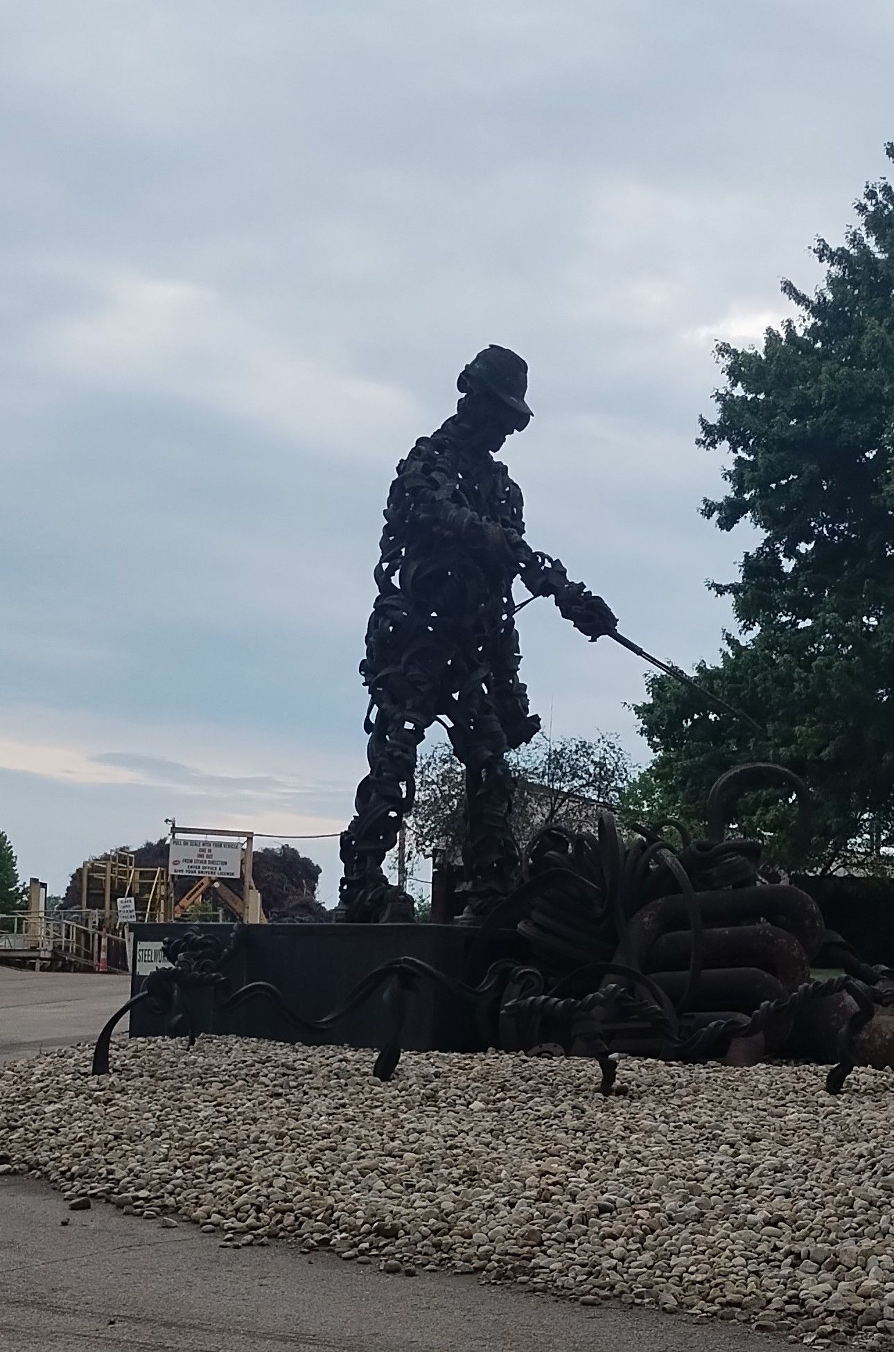Iron Man statue at Niles Iron and Metal Co in Ohio