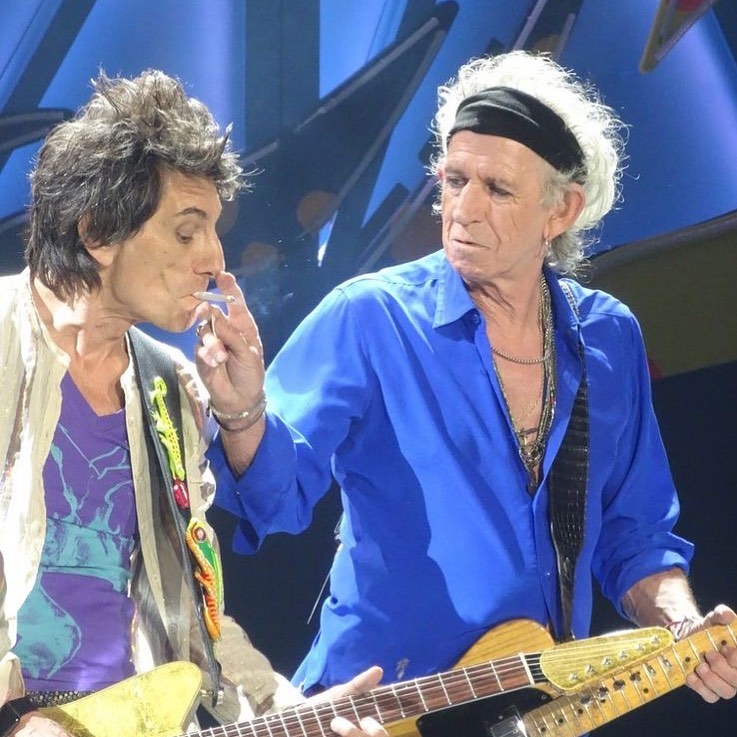 Ronnie Wood and Keith Richards smoking together