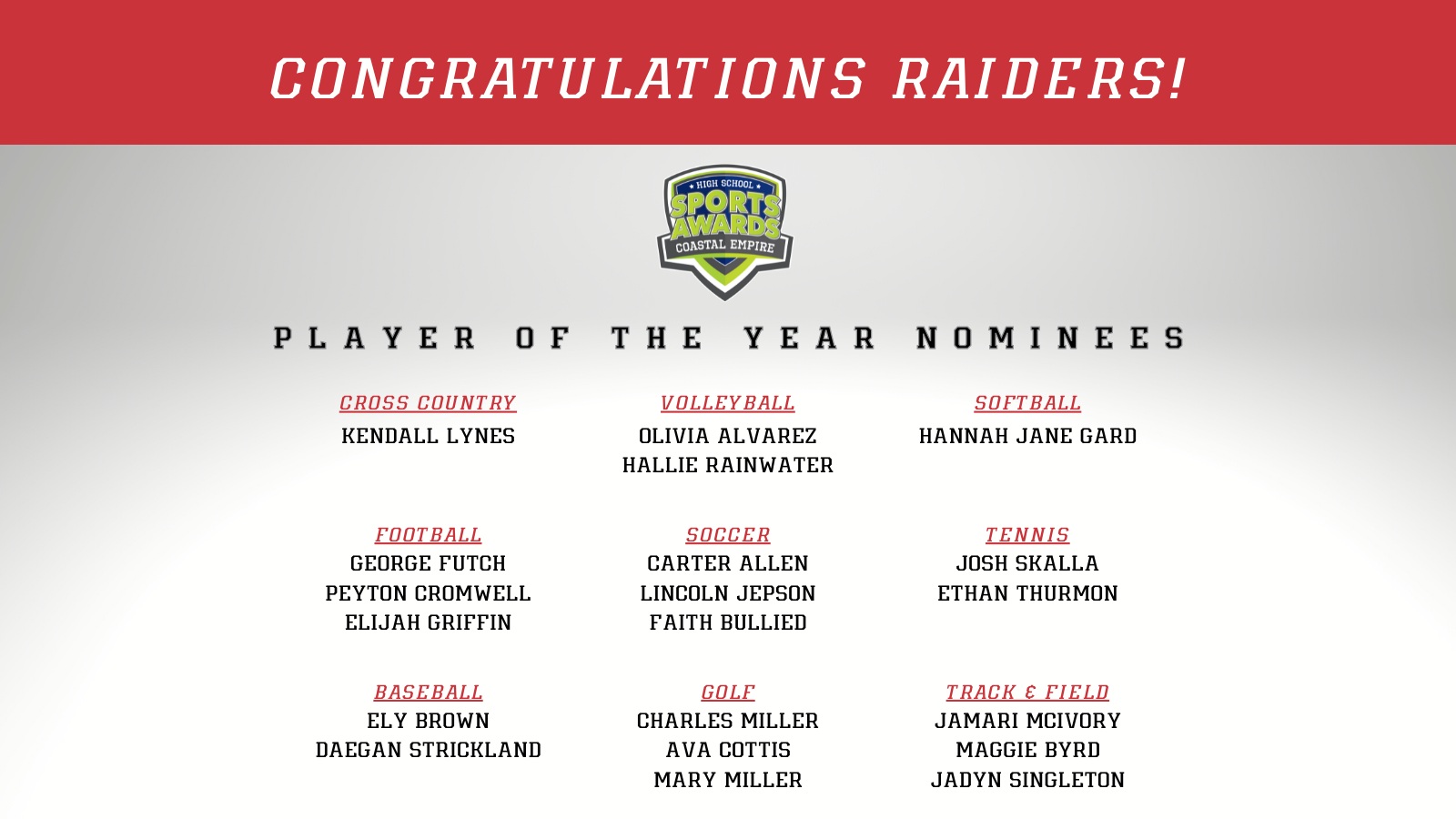 SCPS Athletics - Congratulations to the Raider athletes... | Facebook