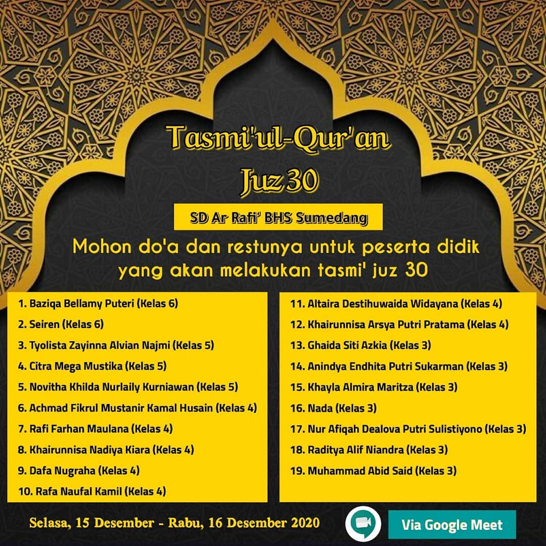 SD Ar Rafi' BHS - Bismillah, Mohon doa untuk para peserta...