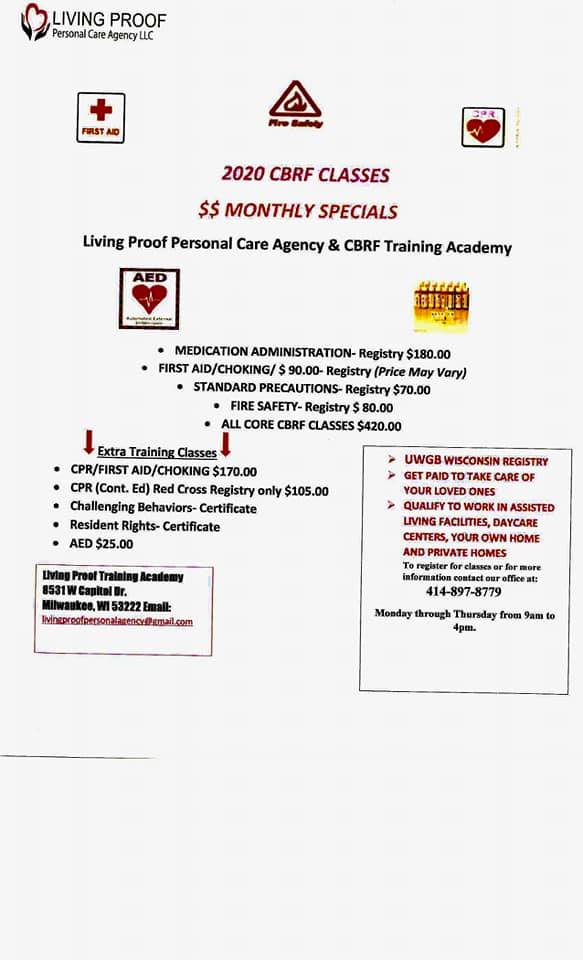 Living Proof Personal Care Agency and CBRF Training Academy | Milwaukee WI