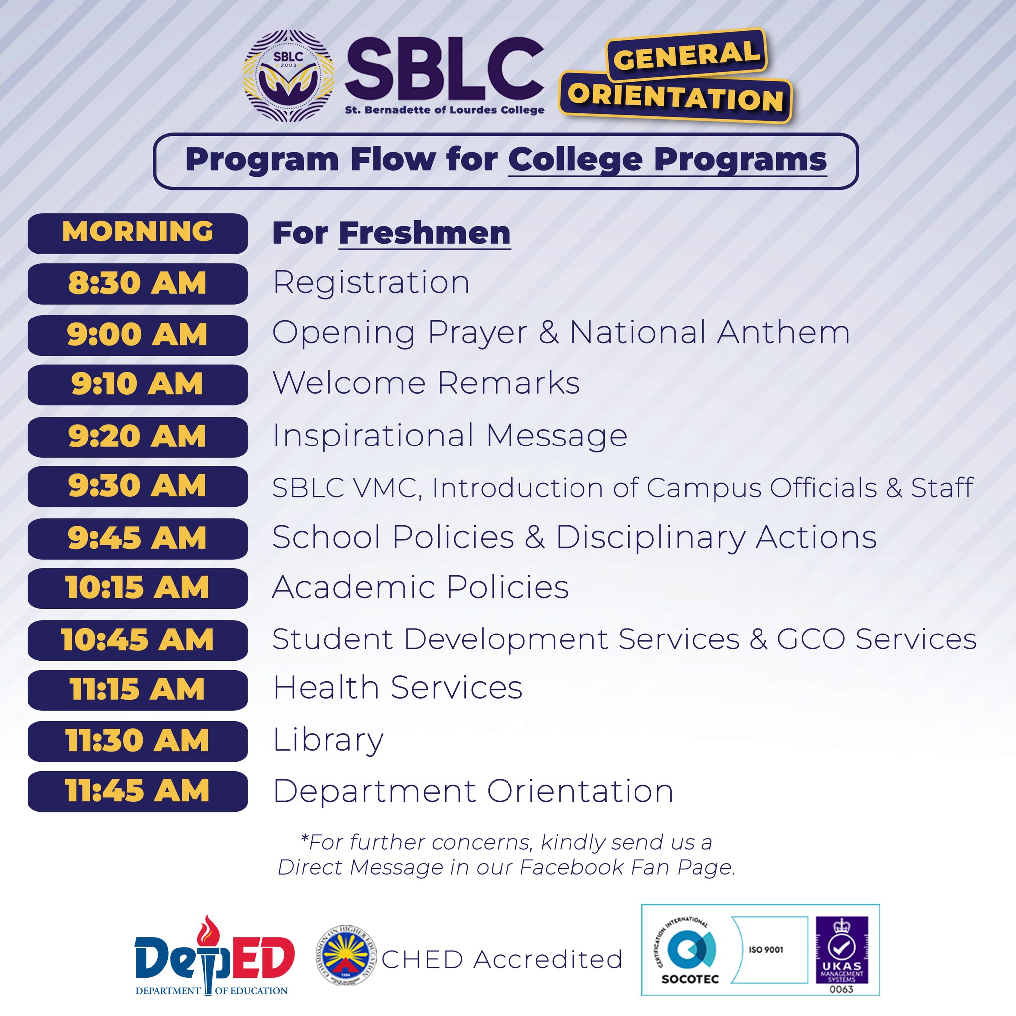 SBLC - Great day, SBLCians! ☀ Here's the Program Flow for...