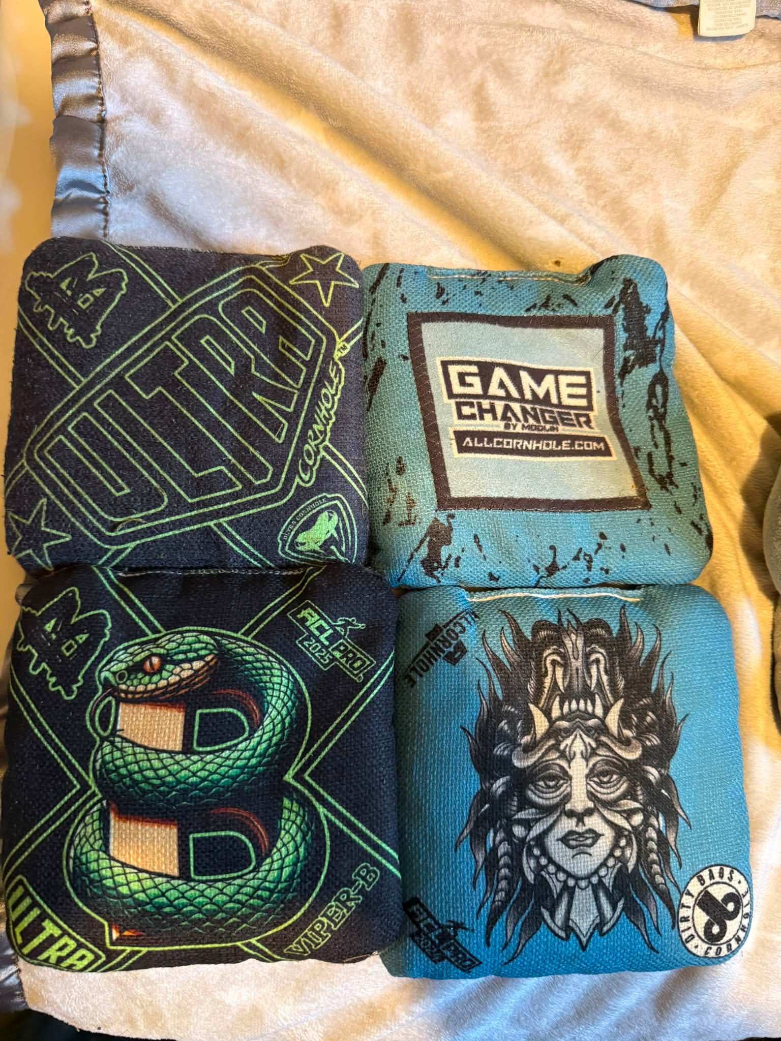 Cornhole boards and bags for sale: scenario leopards, ultra viper