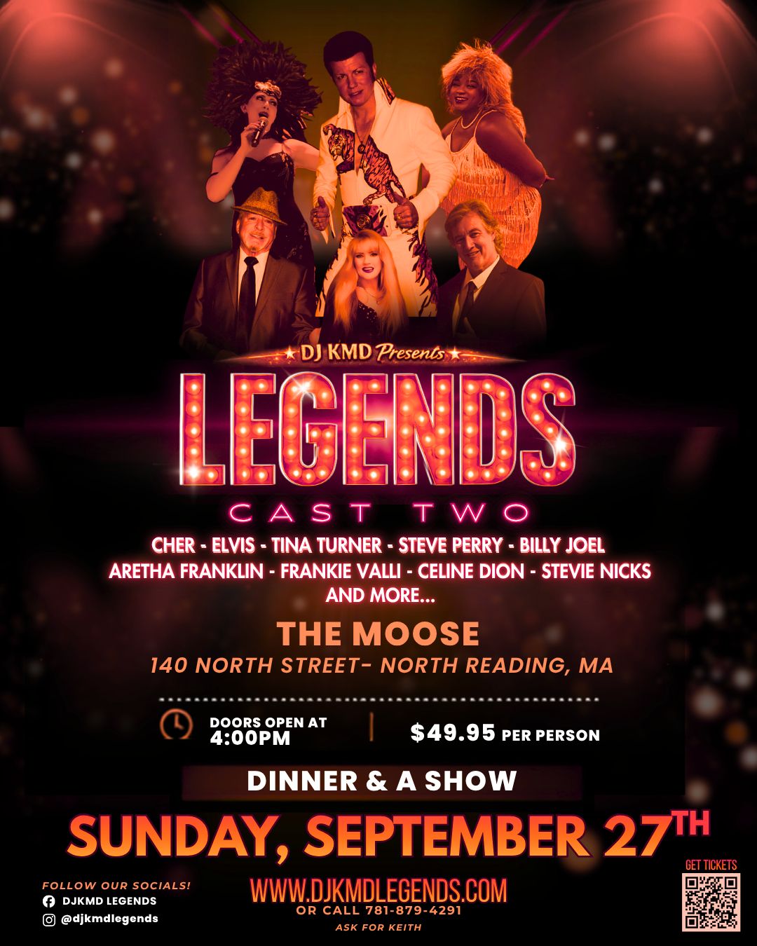 Legends show at North Reading Moose with Celine Dion, Billy Joel