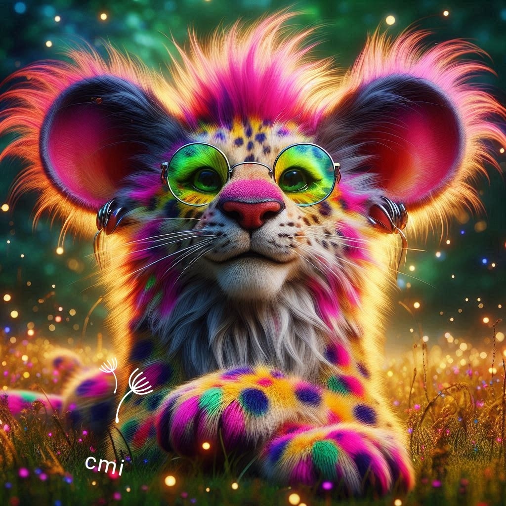 Funny little neon leopard Prompt: Whimsical photo 3d 8k uhd hyper